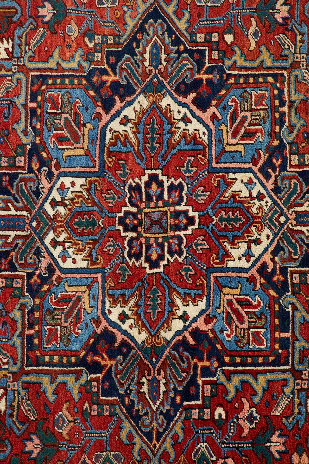 Cotton Early 20th Century Antique Persian Heriz Rug For Sale
