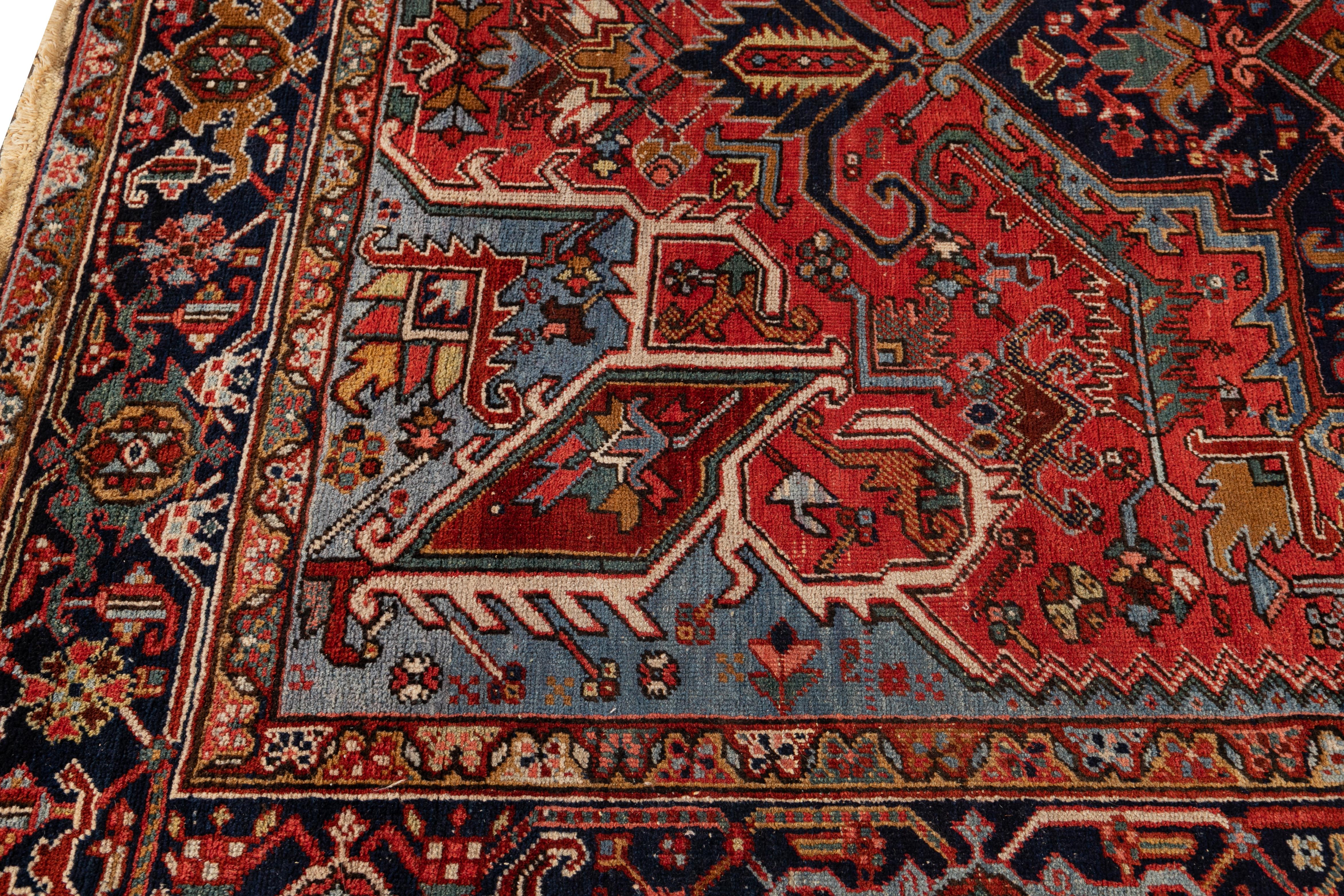 Wool Early 20th Century Antique Persian Heriz Rug