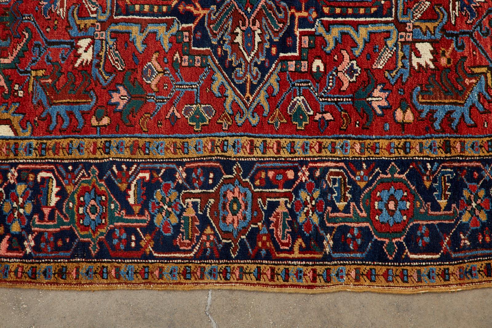 Early 20th Century Antique Persian Heriz Rug For Sale 1