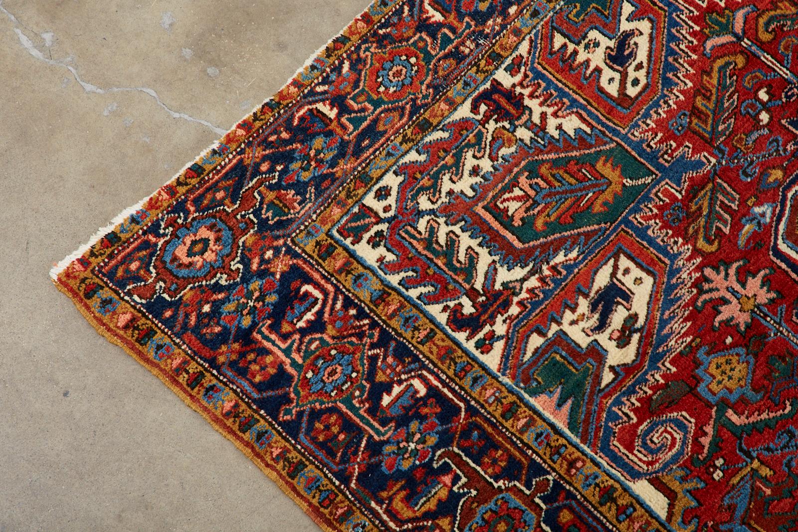 Early 20th Century Antique Persian Heriz Rug For Sale 2