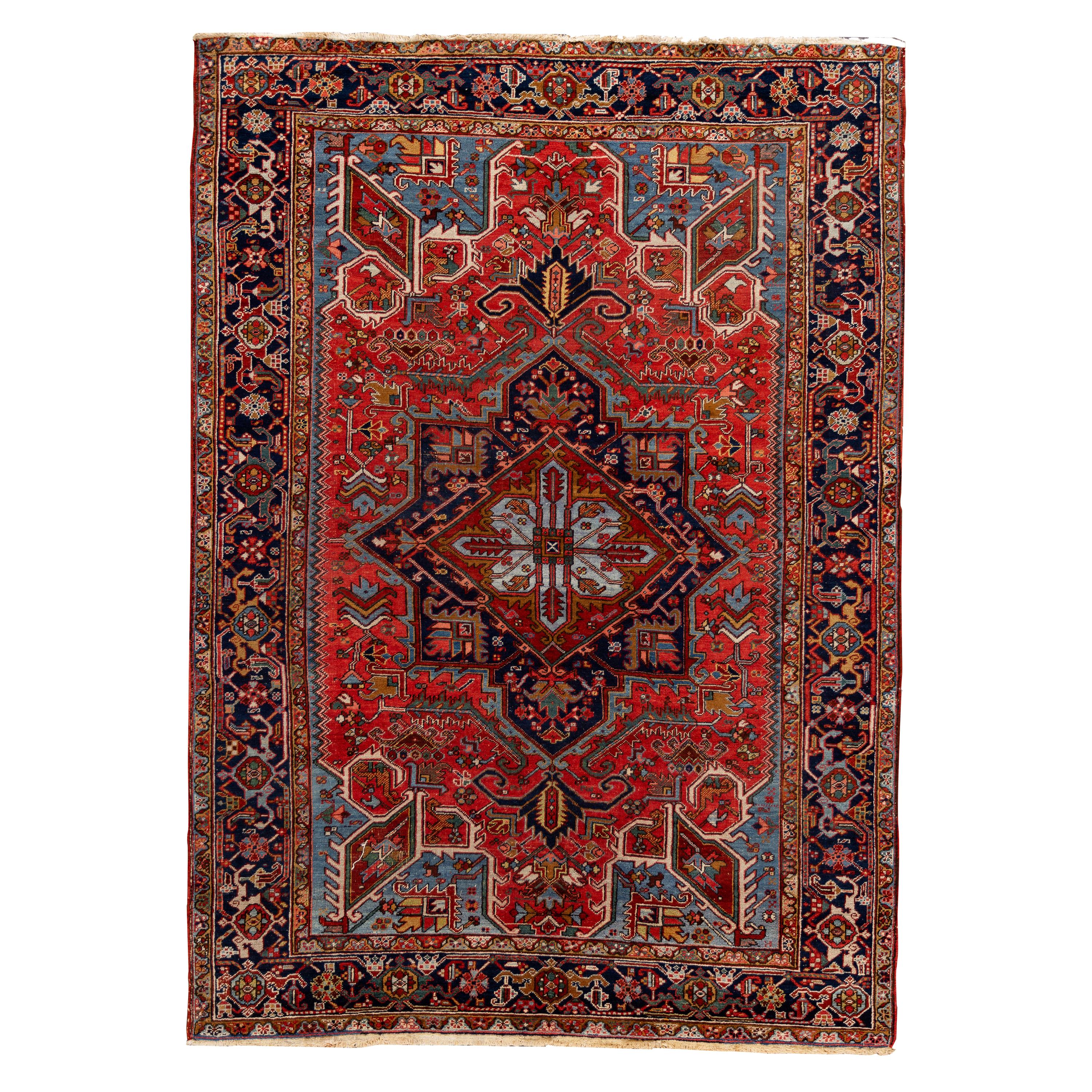 Early 20th Century Antique Persian Heriz Rug