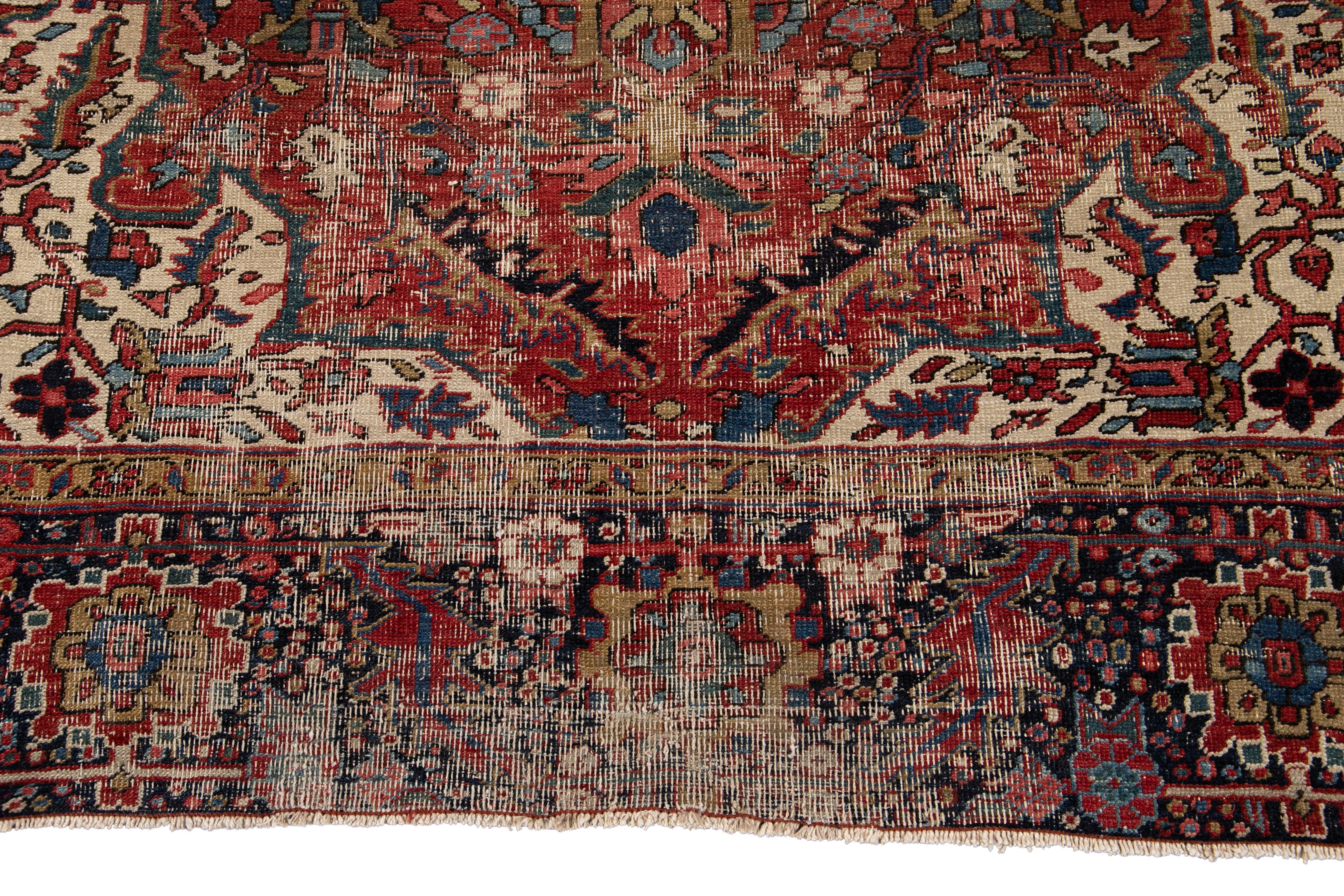 Early 20th Century Antique Persian Heriz Wool Rug 9