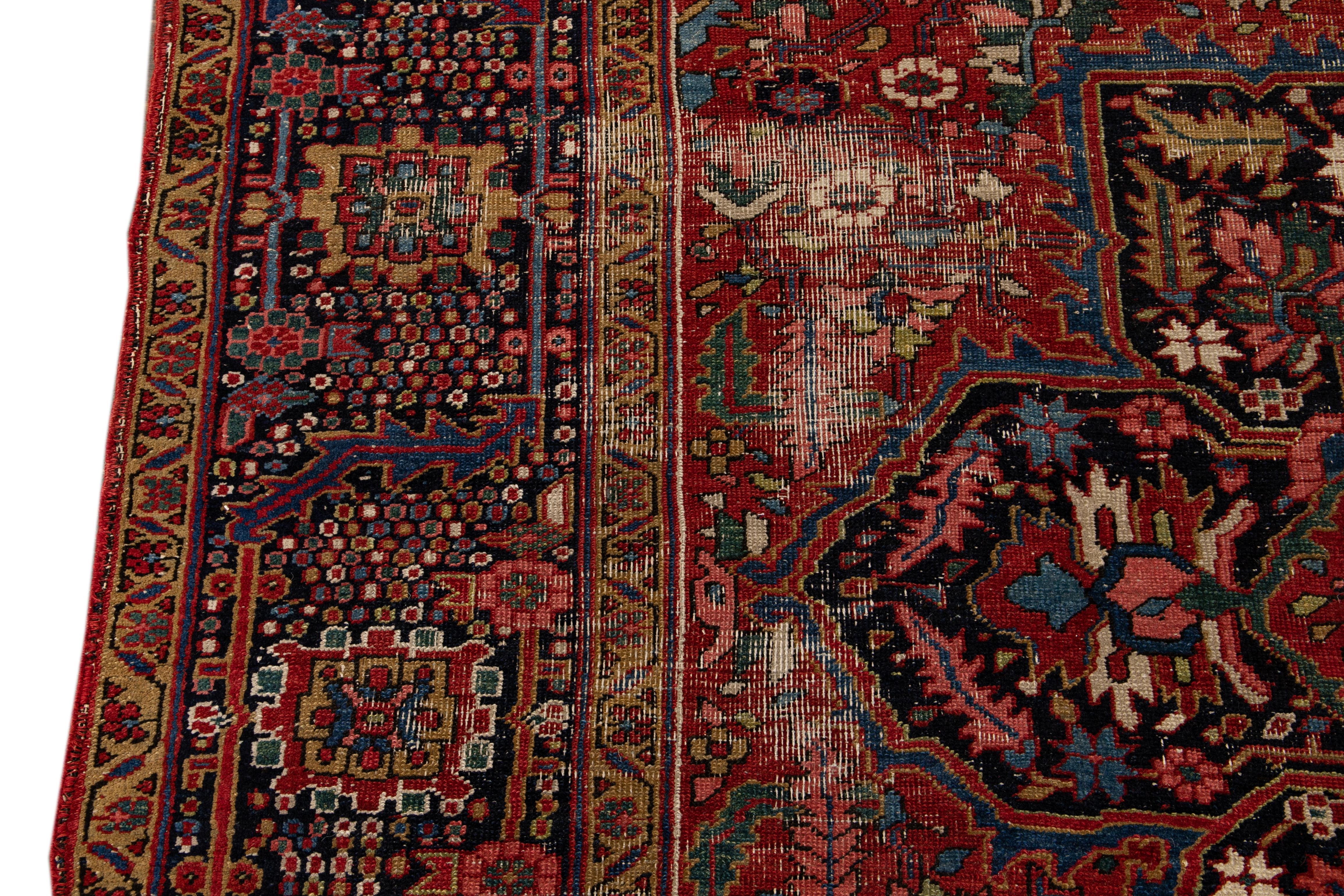 Early 20th Century Antique Persian Heriz Wool Rug 10