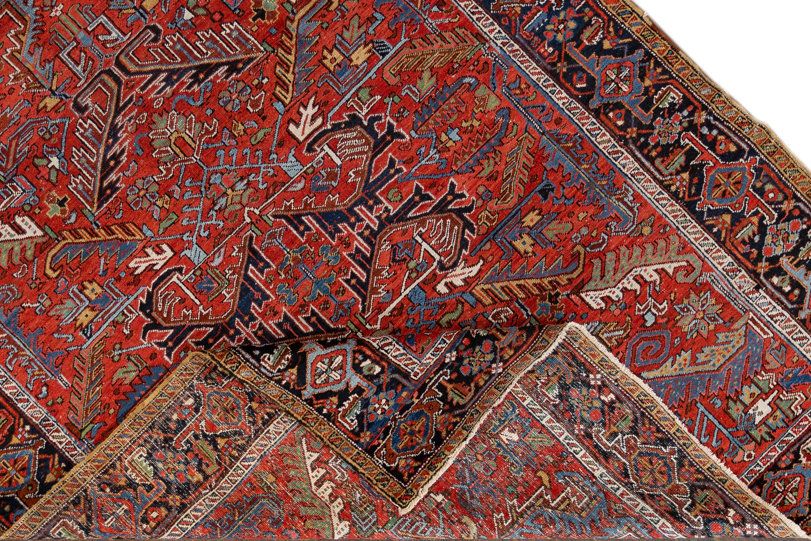 Heriz Serapi 20th Century Antique Persian Heriz Red Wool Rug For Sale