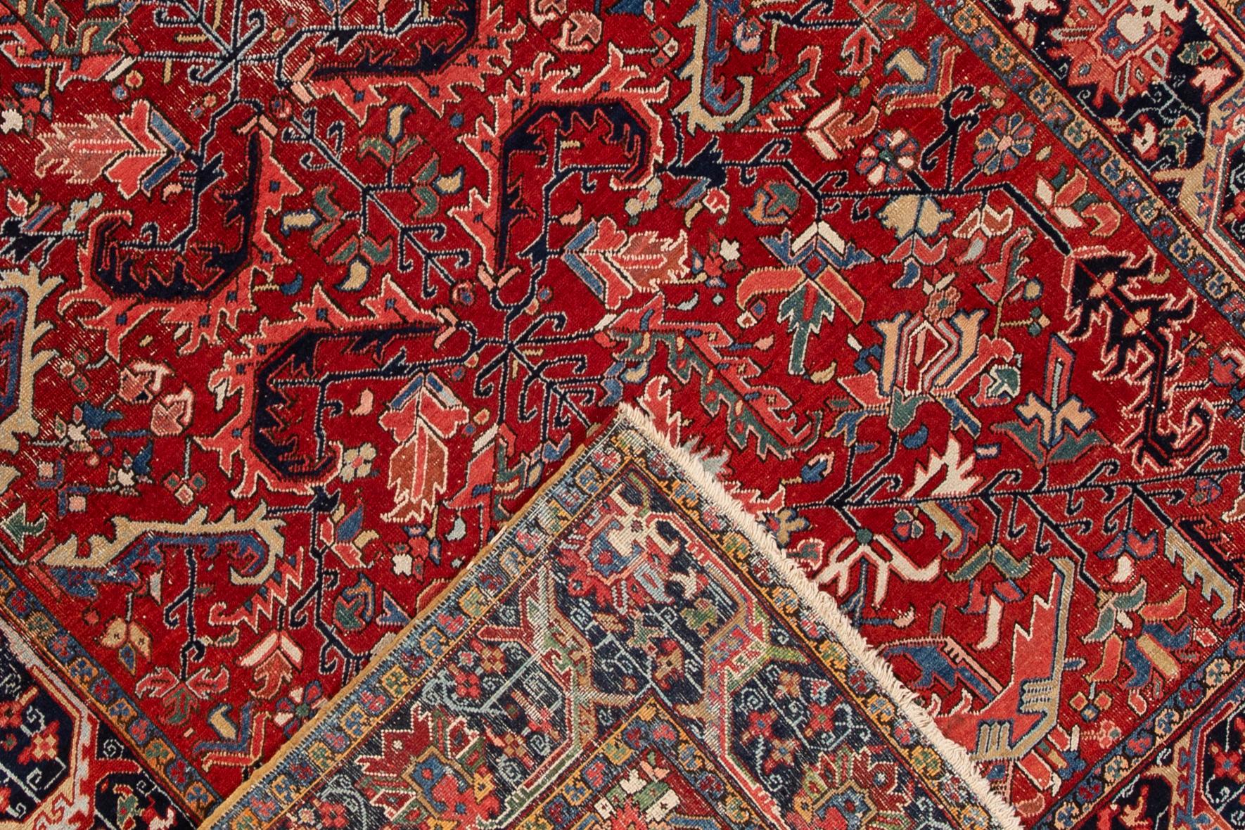 Heriz Serapi Early 20th Century Antique Persian Heriz Wool Rug For Sale