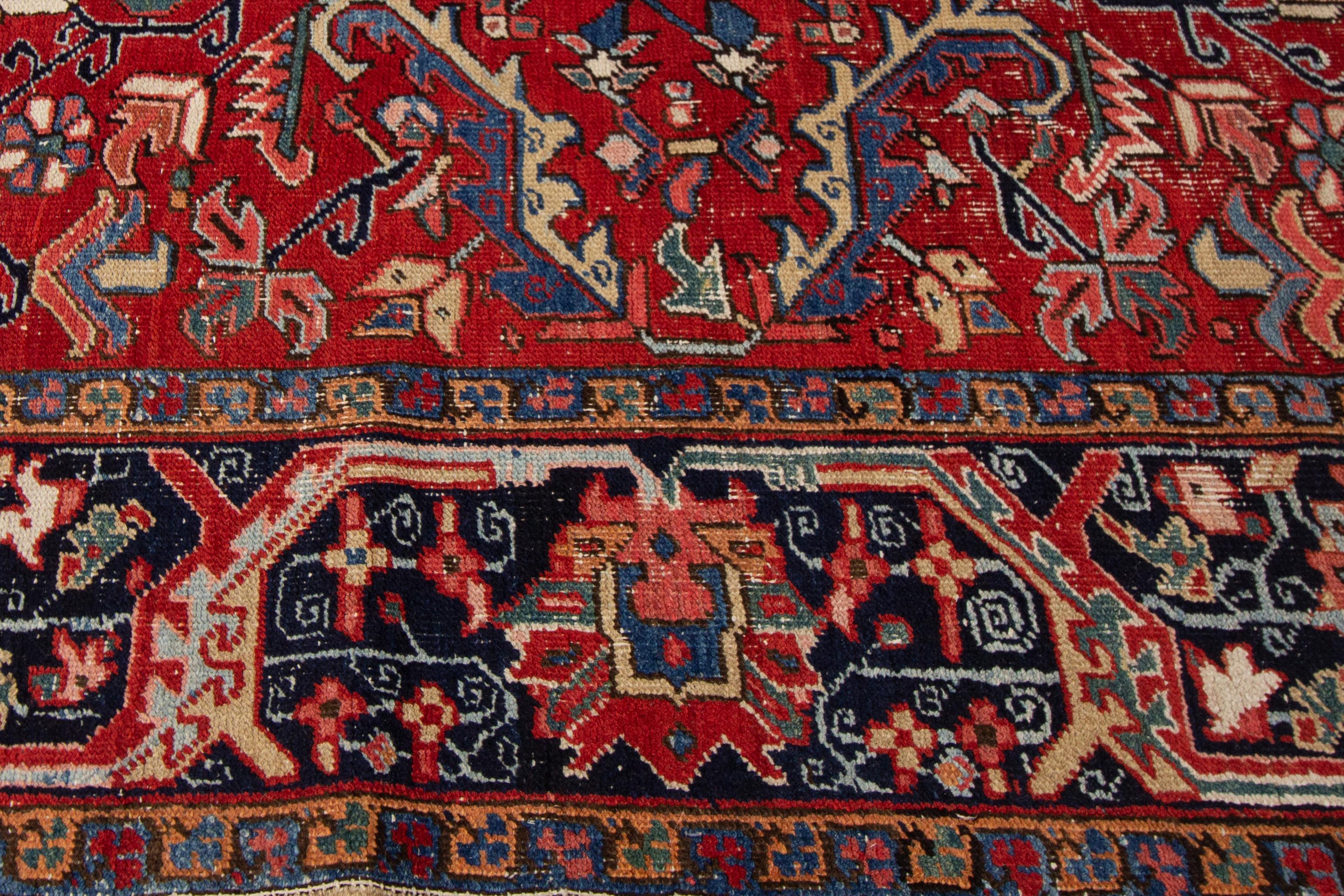 Hand-Knotted Early 20th Century Antique Persian Heriz Wool Rug For Sale