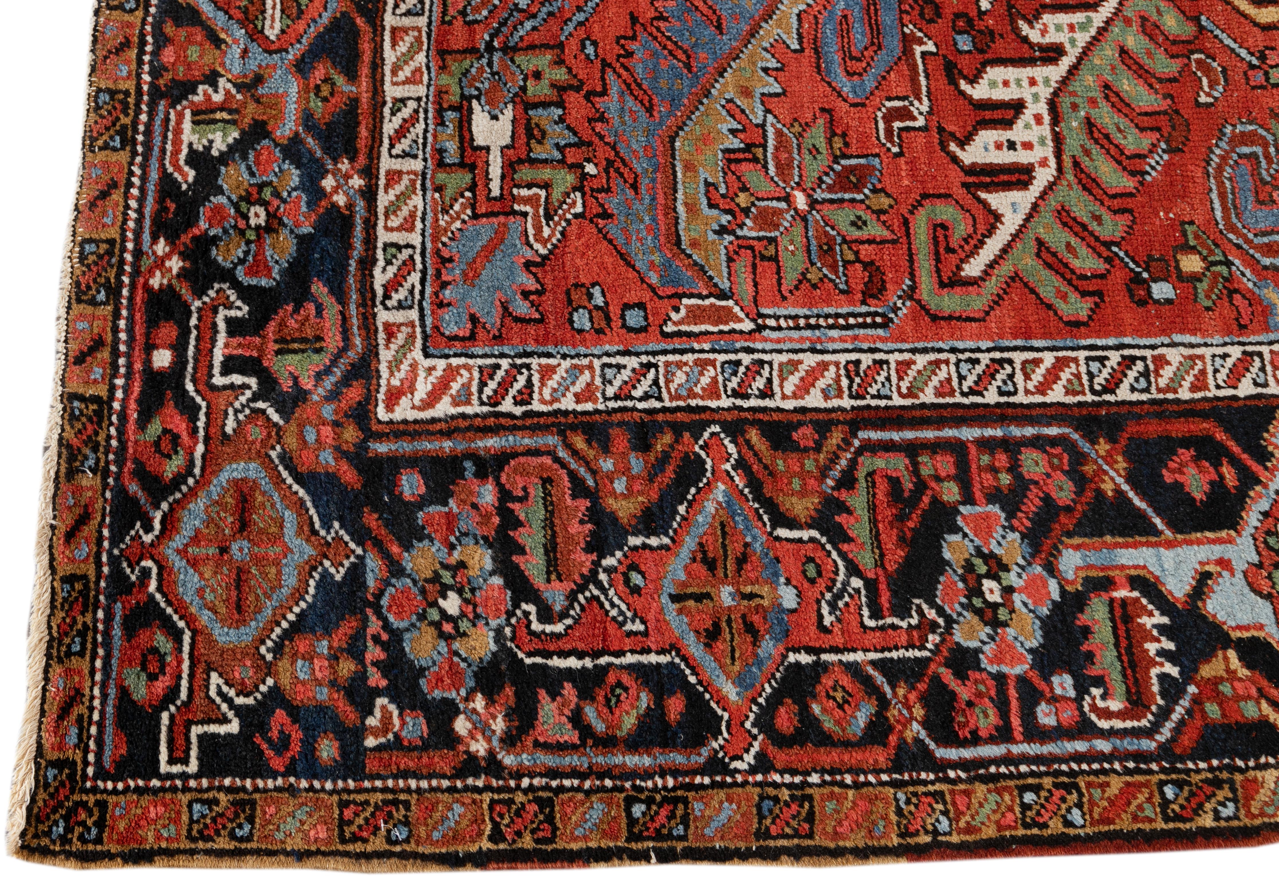 20th Century Antique Persian Heriz Red Wool Rug In Good Condition For Sale In Norwalk, CT