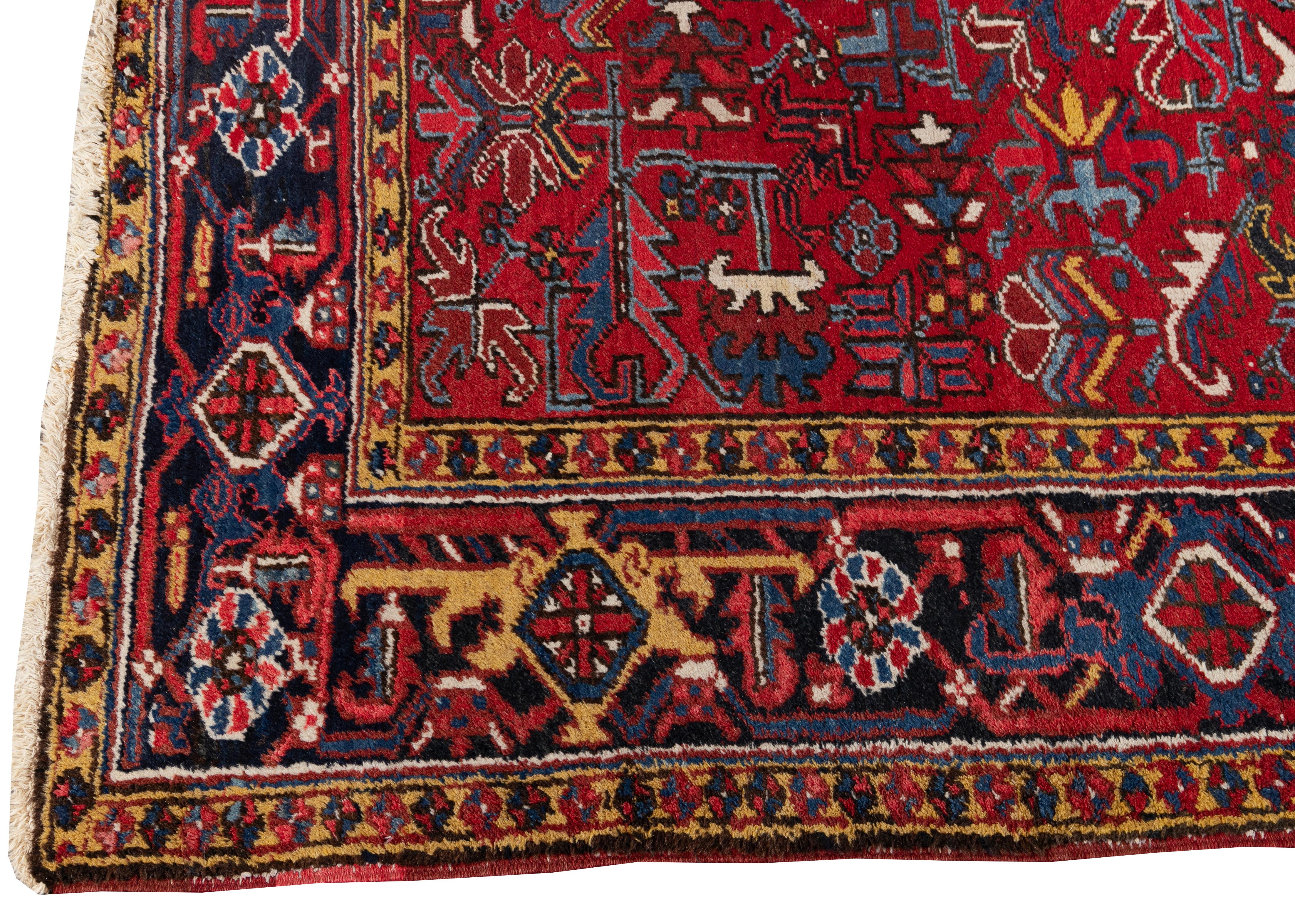 Early 20th Century Antique Persian Heriz Red Wool Rug In Good Condition For Sale In Norwalk, CT