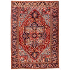 Early 20th Century Antique Persian Heriz Wool Rug