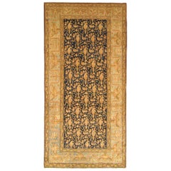 Antique Persian Malayer Oriental Rug, in Runner size, w/ Navy Field and Foliate