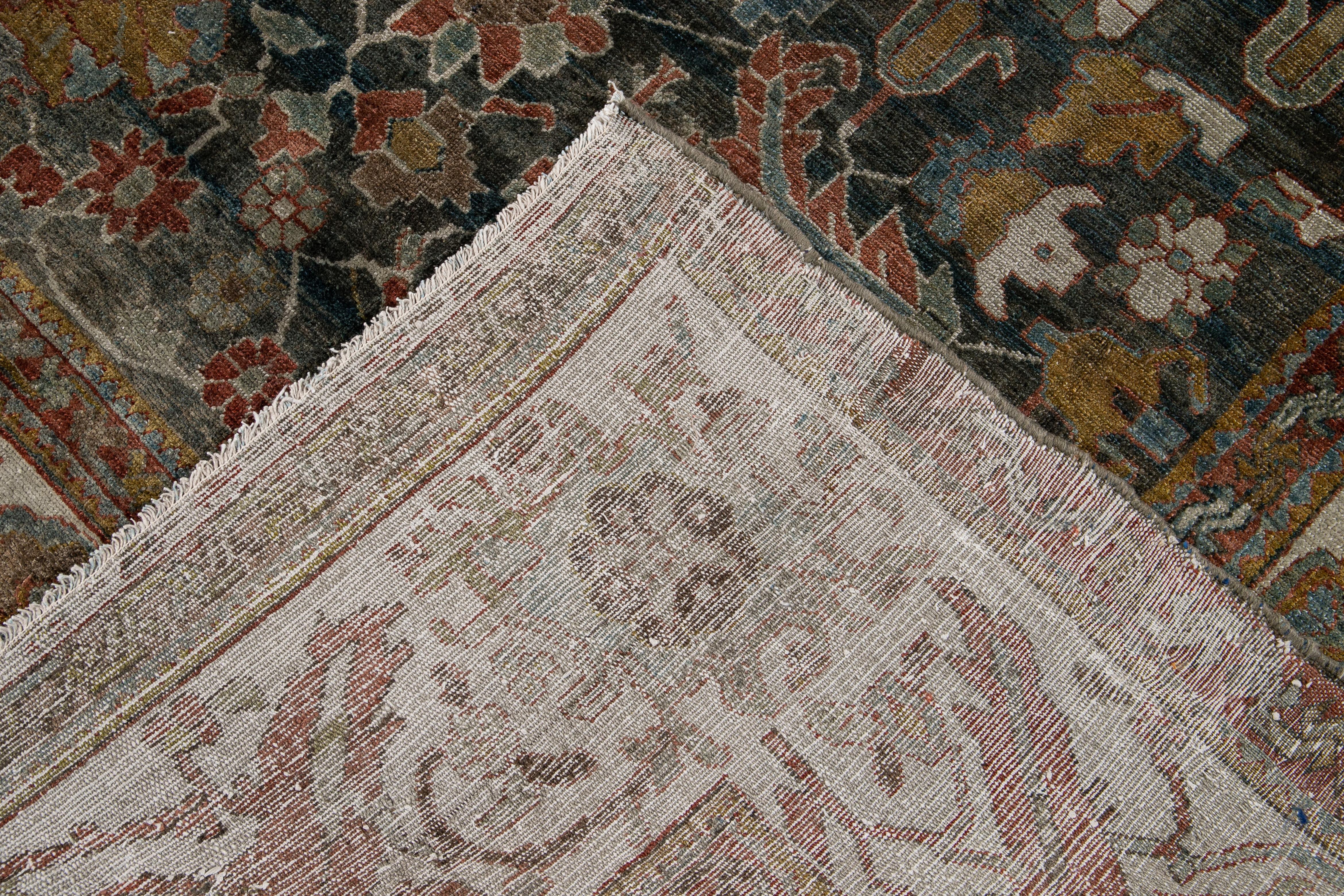 Early 20th Century Blue Antique Persian Malayer Rug For Sale 10
