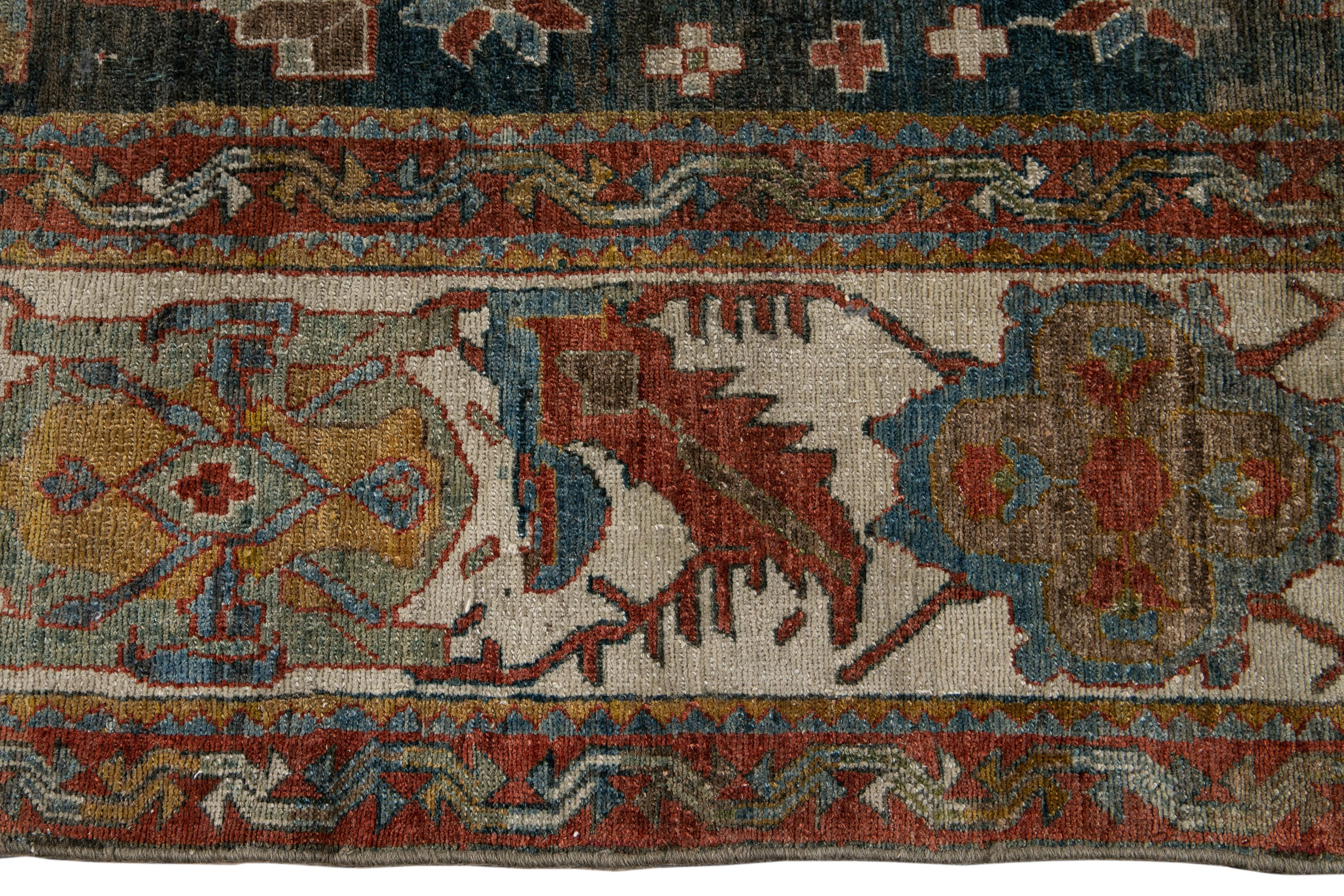 Early 20th Century Blue Antique Persian Malayer Rug For Sale 11