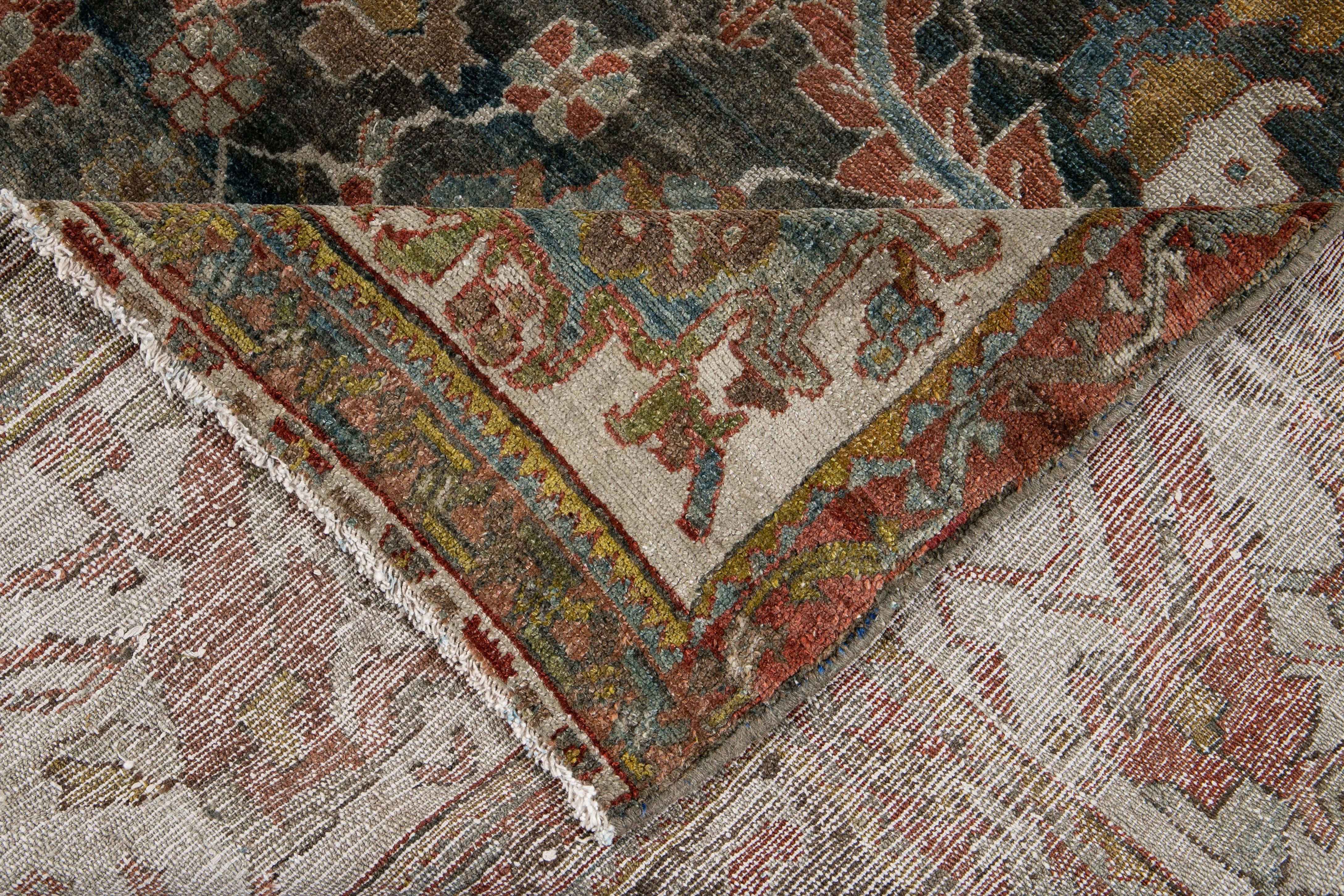 Early 20th Century Blue Antique Persian Malayer Rug For Sale 12