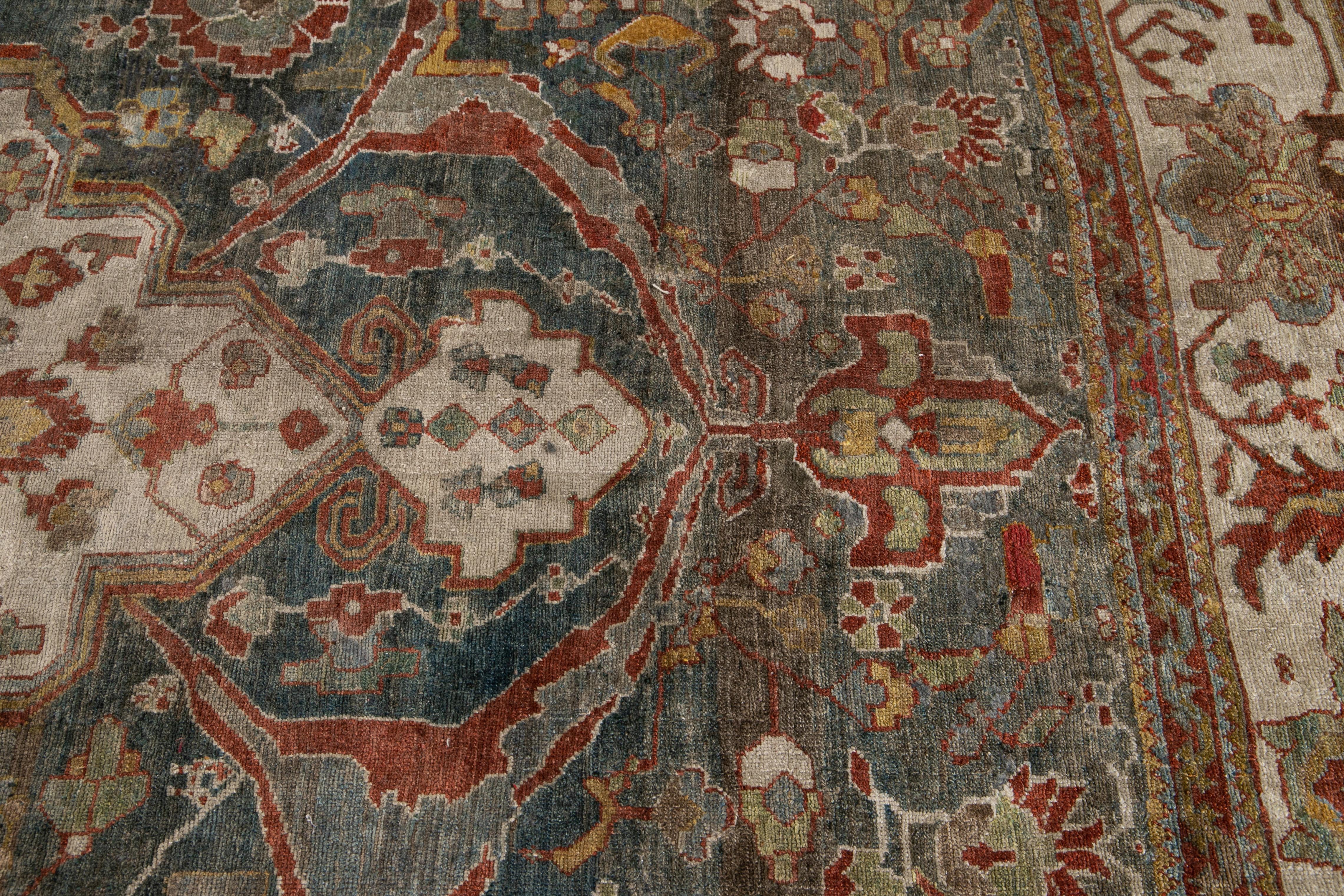Early 20th Century Blue Antique Persian Malayer Rug In Good Condition For Sale In Norwalk, CT