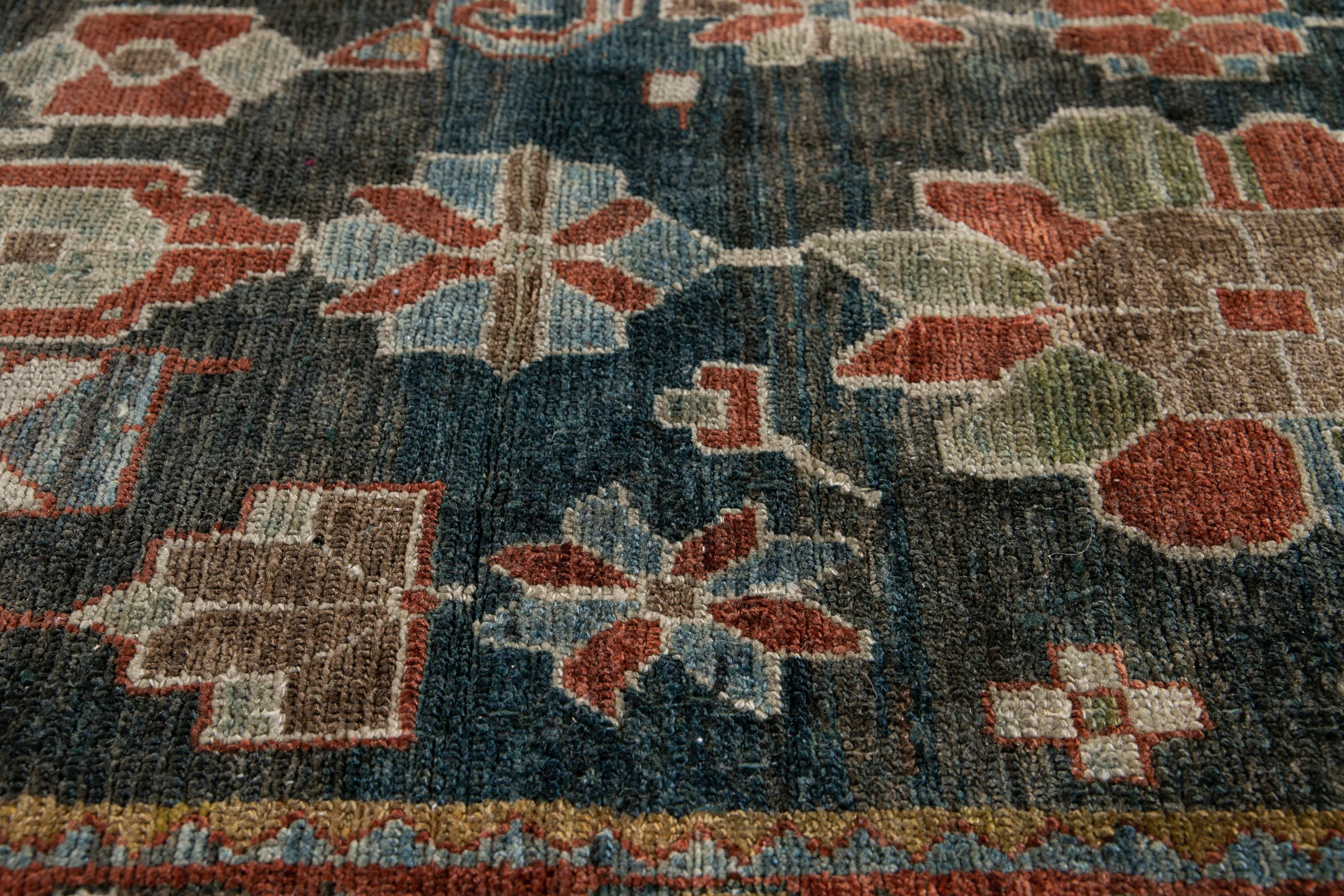 Wool Early 20th Century Blue Antique Persian Malayer Rug For Sale