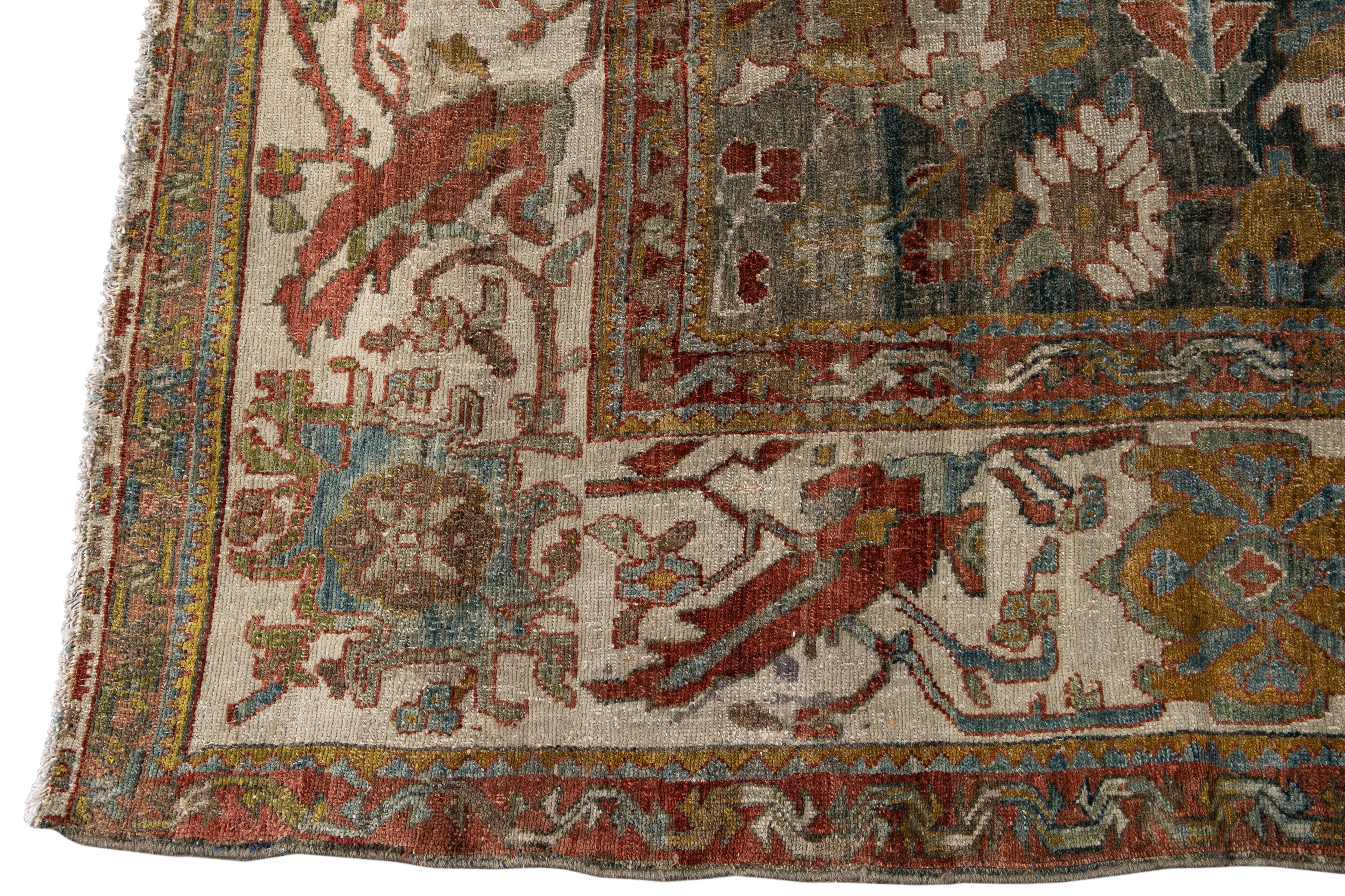 Early 20th Century Blue Antique Persian Malayer Rug For Sale 4