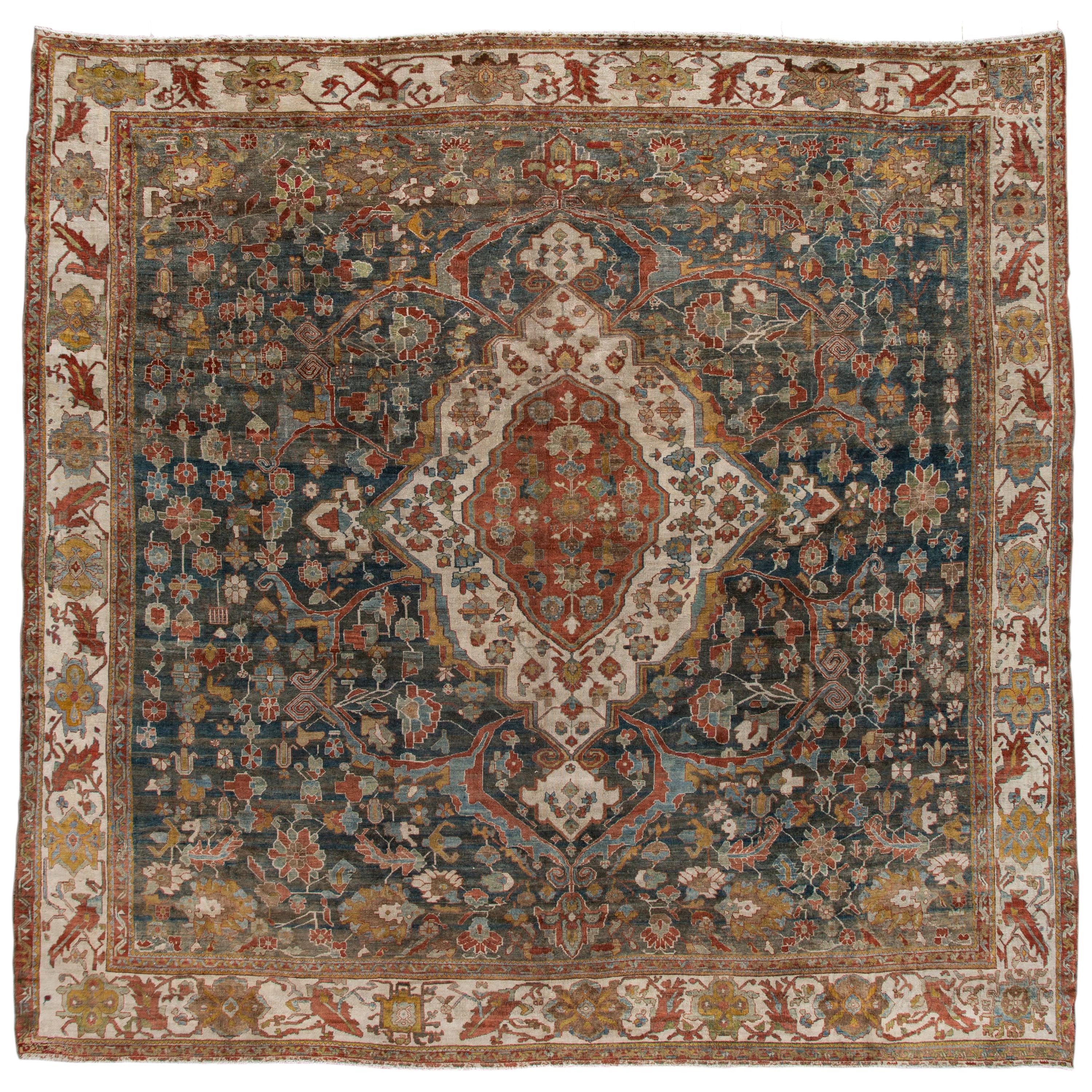 Early 20th Century Blue Antique Persian Malayer Rug For Sale