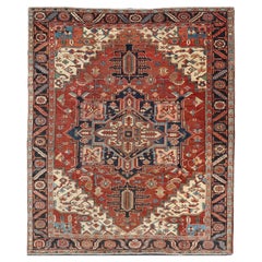 Early 20th Century Used Persian Serapi Carpet with Stylized Geometric Motifs