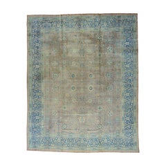 Early 20th Century Salmon Antique Persian Tabriz Rug - 12'5" x 15'4"