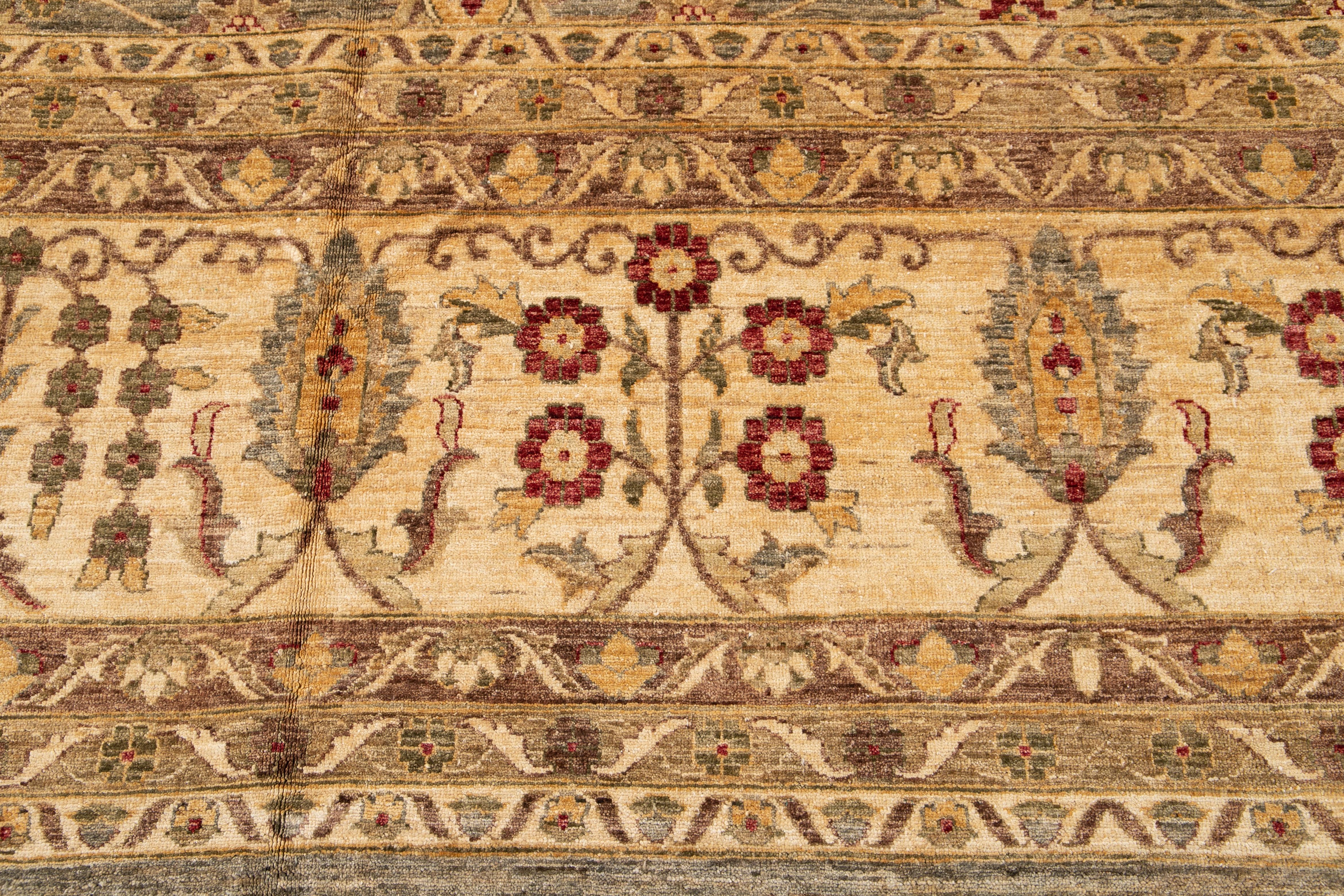 Early 20th Century Antique Peshawar Oversize Wool Rug For Sale 7