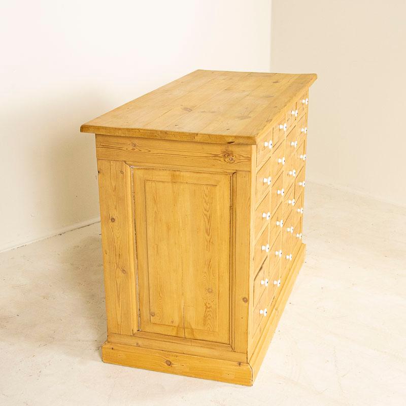 Danish Early 20th Century Antique Pine Apothecary Store Counter Cabinet Kitchen Island For Sale
