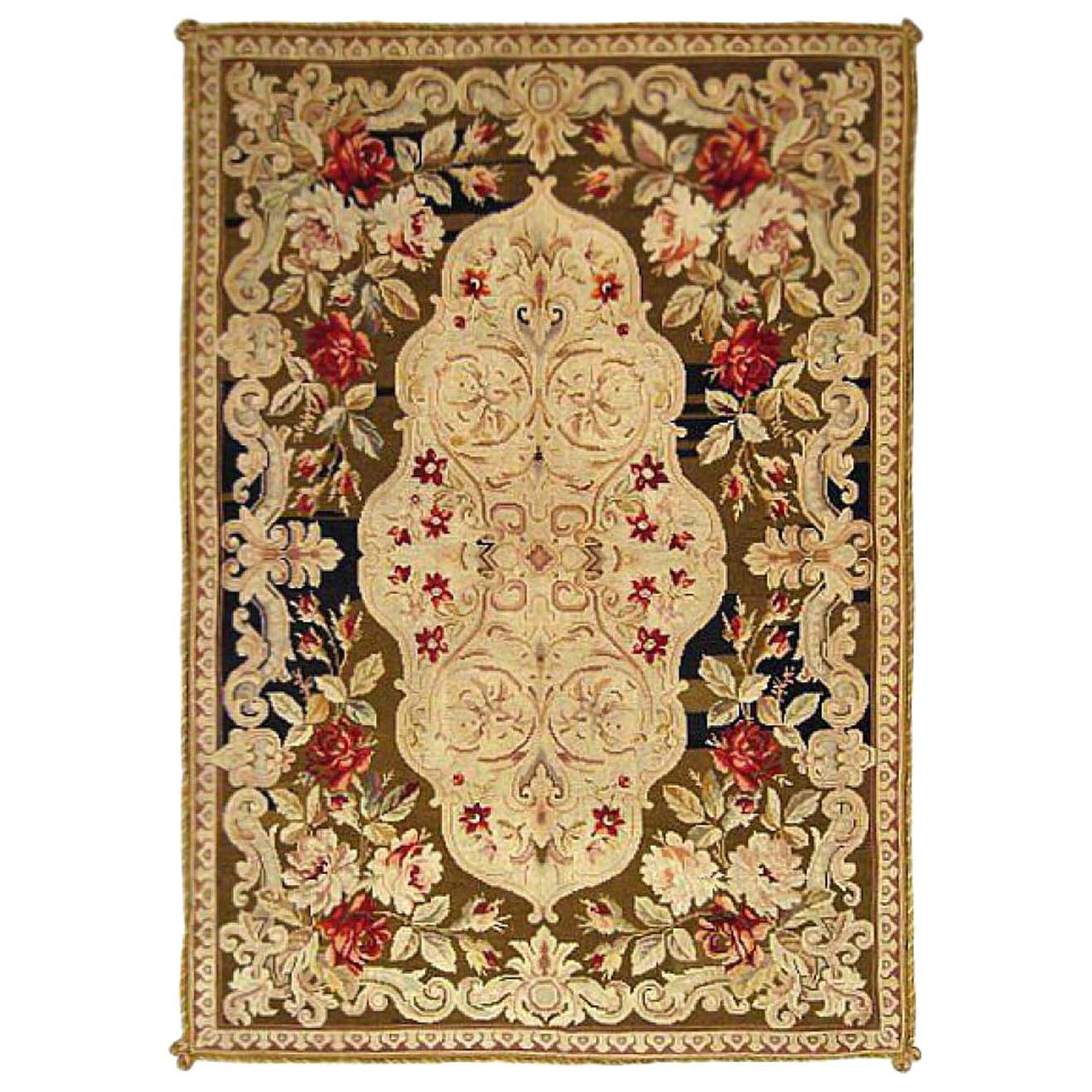 Antique Decorative Portuguese Flatweave Wool Needlepoint Rug, in Small ...