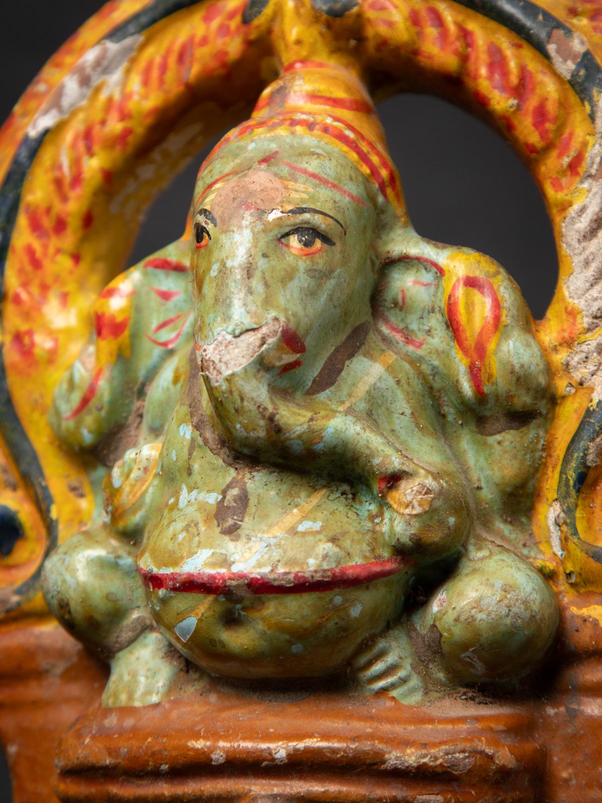 Early 20th century Antique pottery Ganesha statue from India 8
