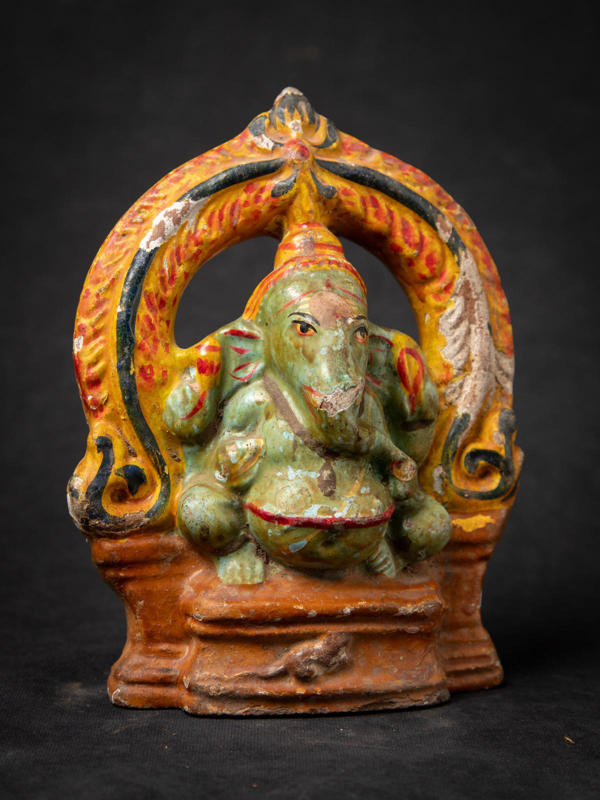 Pottery Early 20th century Antique pottery Ganesha statue from India