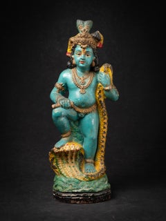Early 20th century Antique pottery Krishna statue from India