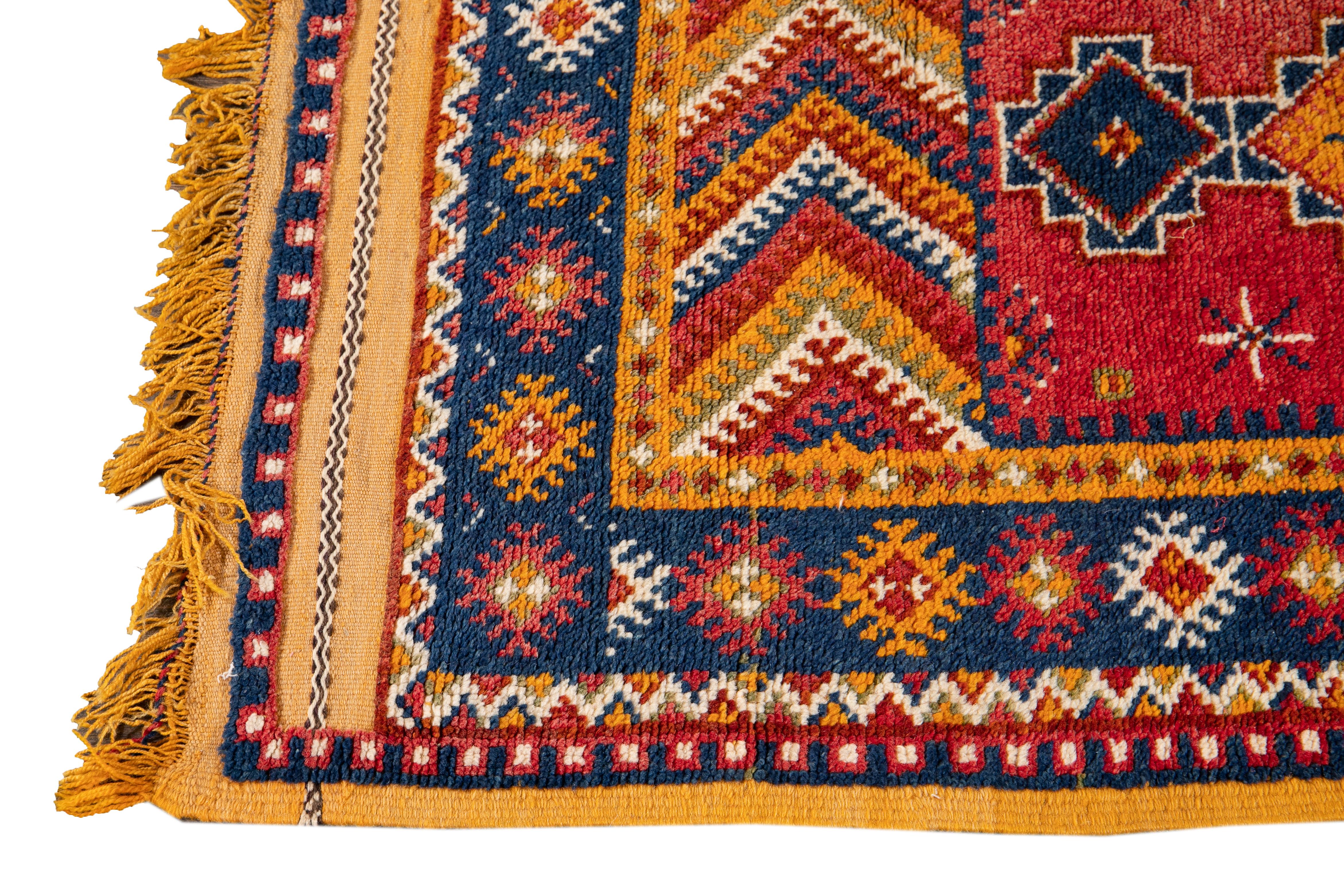 Early 20th Century Antique Moroccan Tribal Wool Rug  For Sale 5