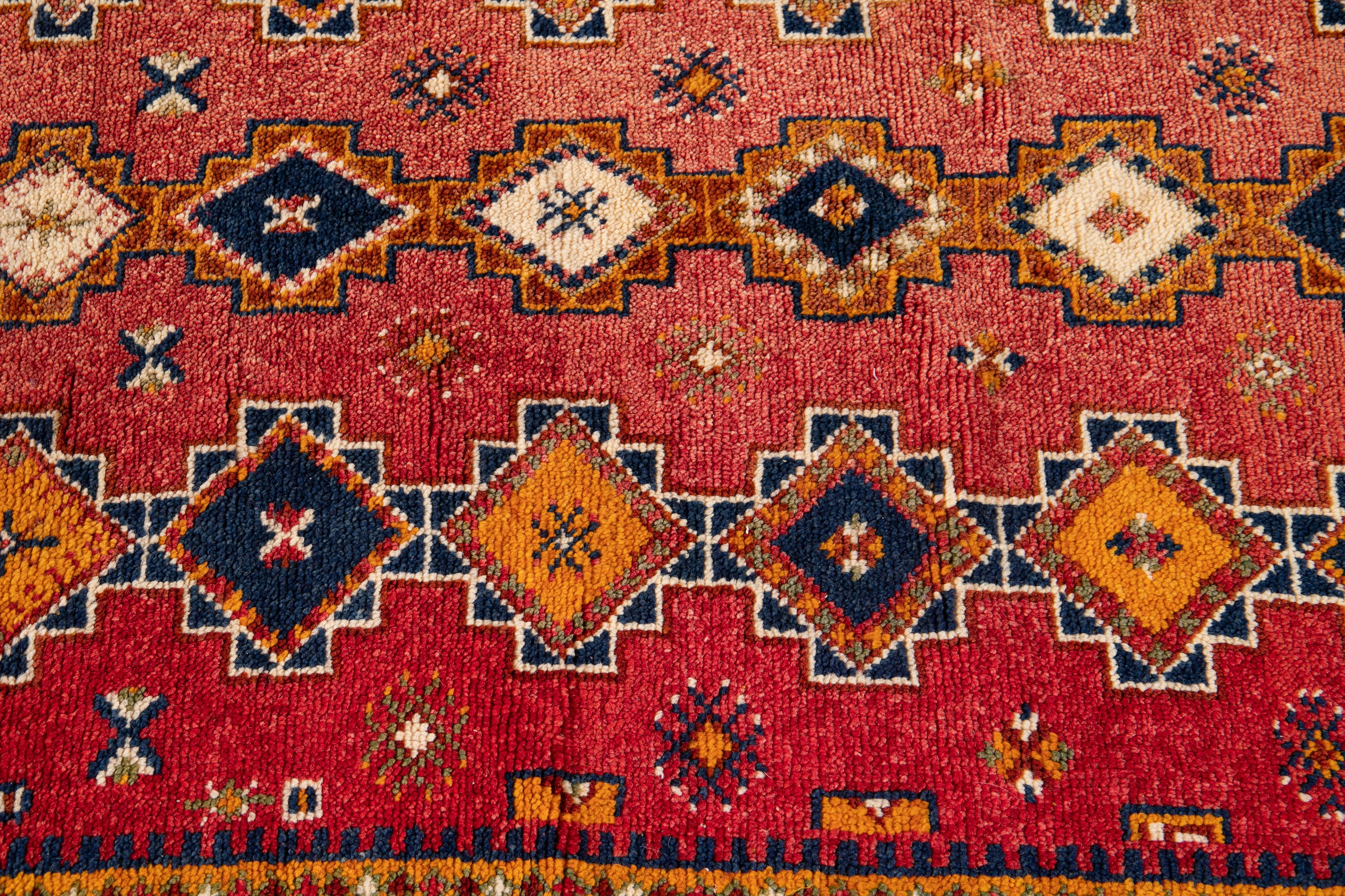 Early 20th Century Antique Moroccan Tribal Wool Rug  For Sale 2