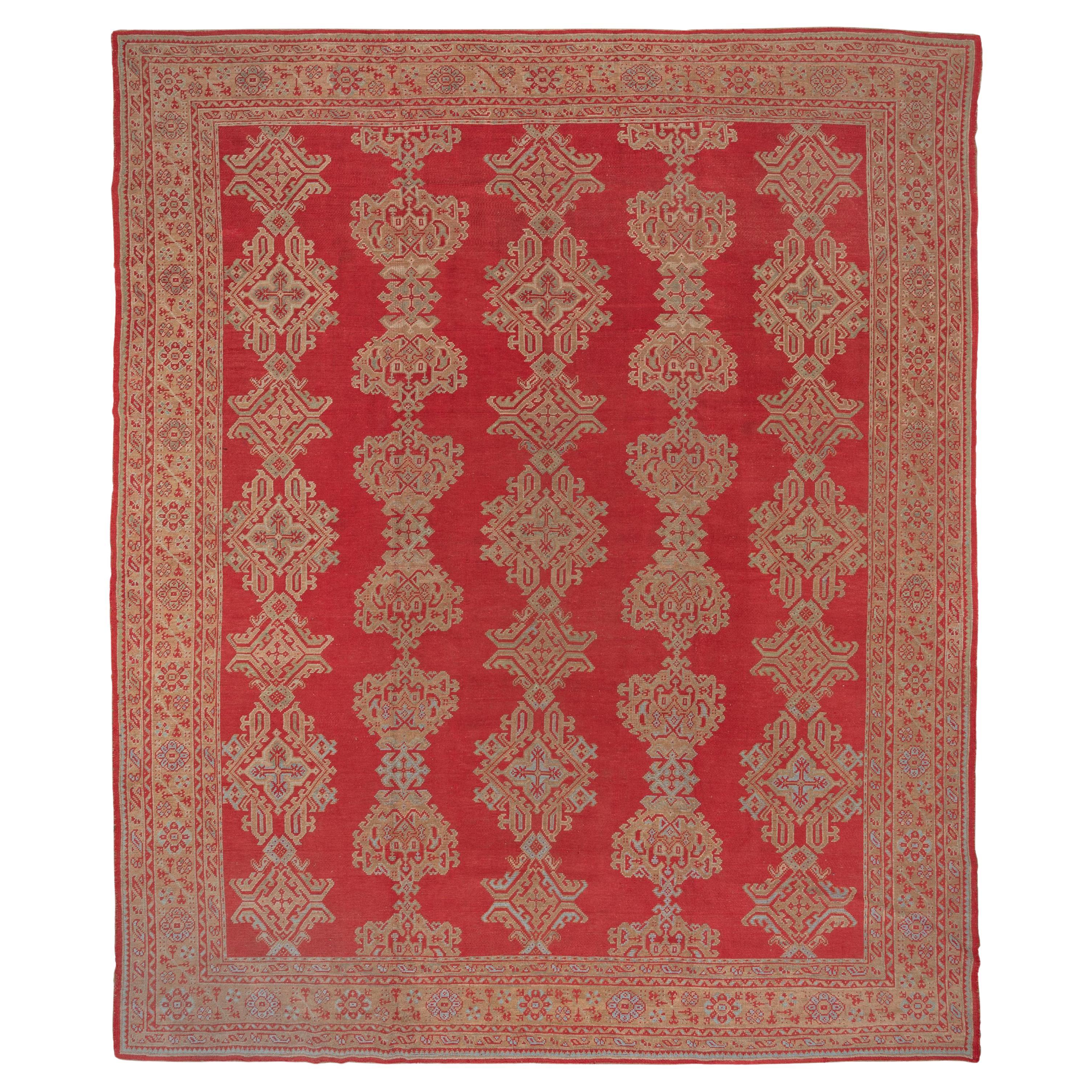Early 20th Century Antique Red Oushak Carpet