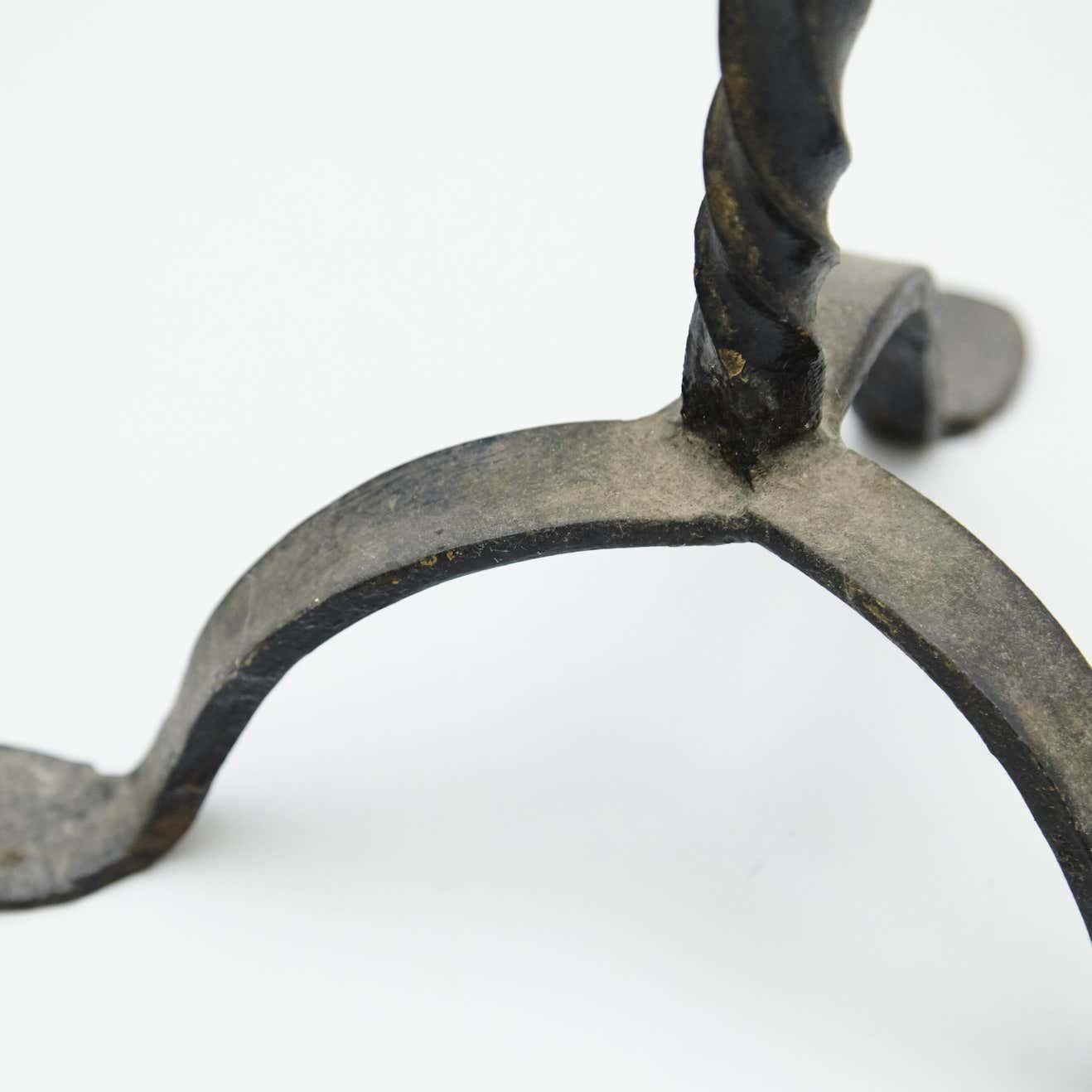 Early 20th Century Antique Religious Metal Candlestick – Made in Spain. For Sale 5