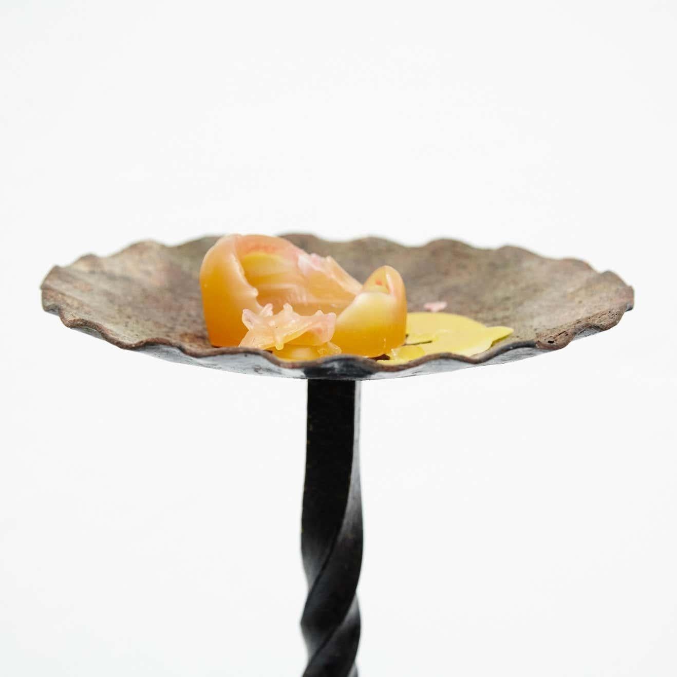 Early 20th Century Antique Religious Metal Candlestick – Made in Spain. In Good Condition For Sale In Barcelona, ES