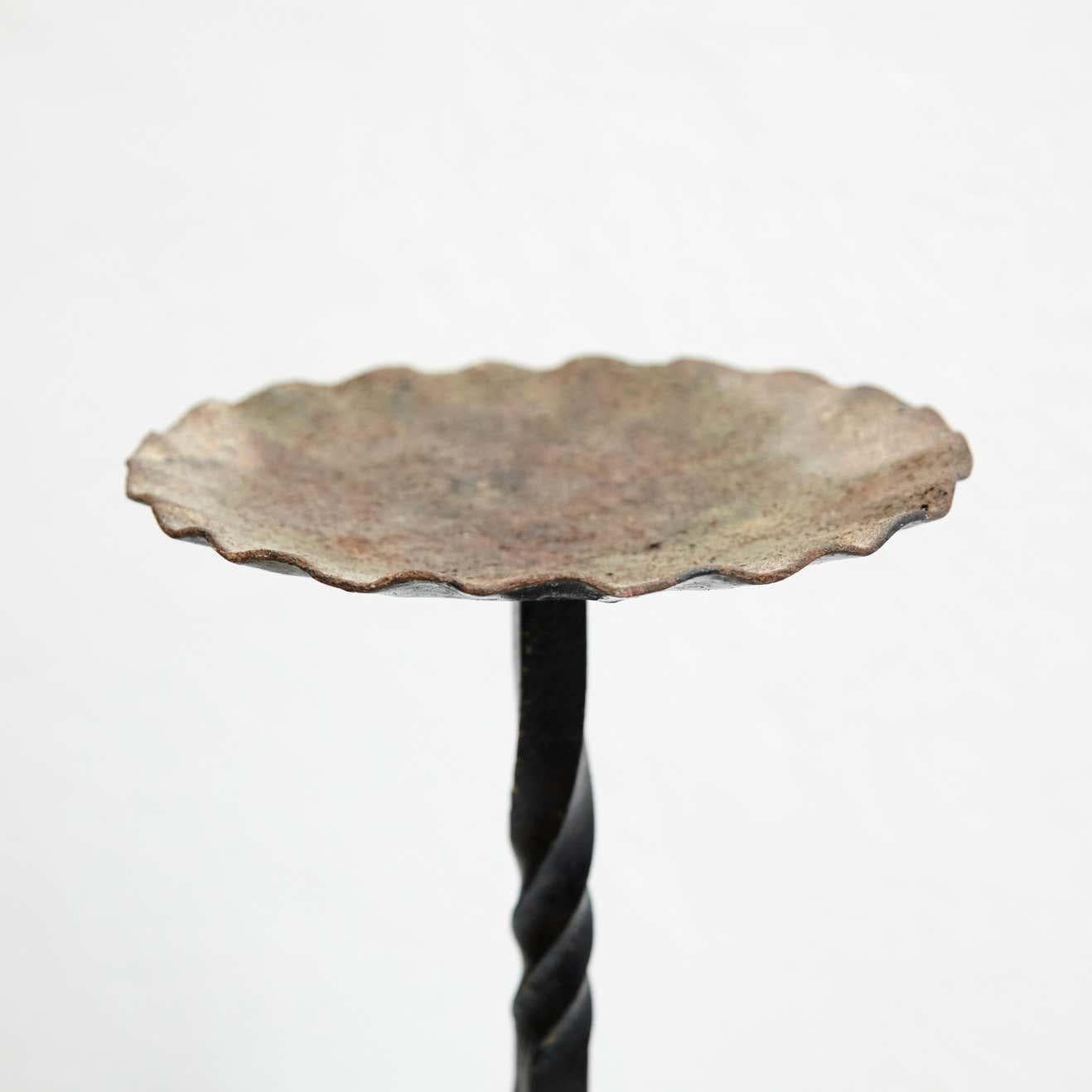 Early 20th Century Antique Religious Metal Candlestick – Made in Spain. For Sale 4