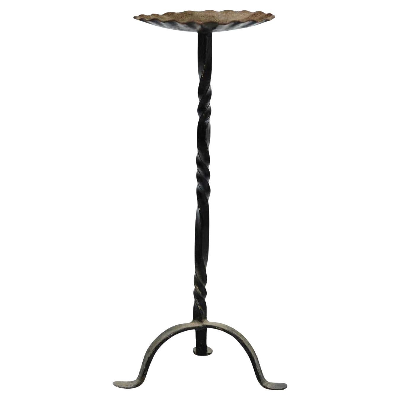 Early 20th Century Antique Religious Metal Candlestick – Made in Spain. For Sale