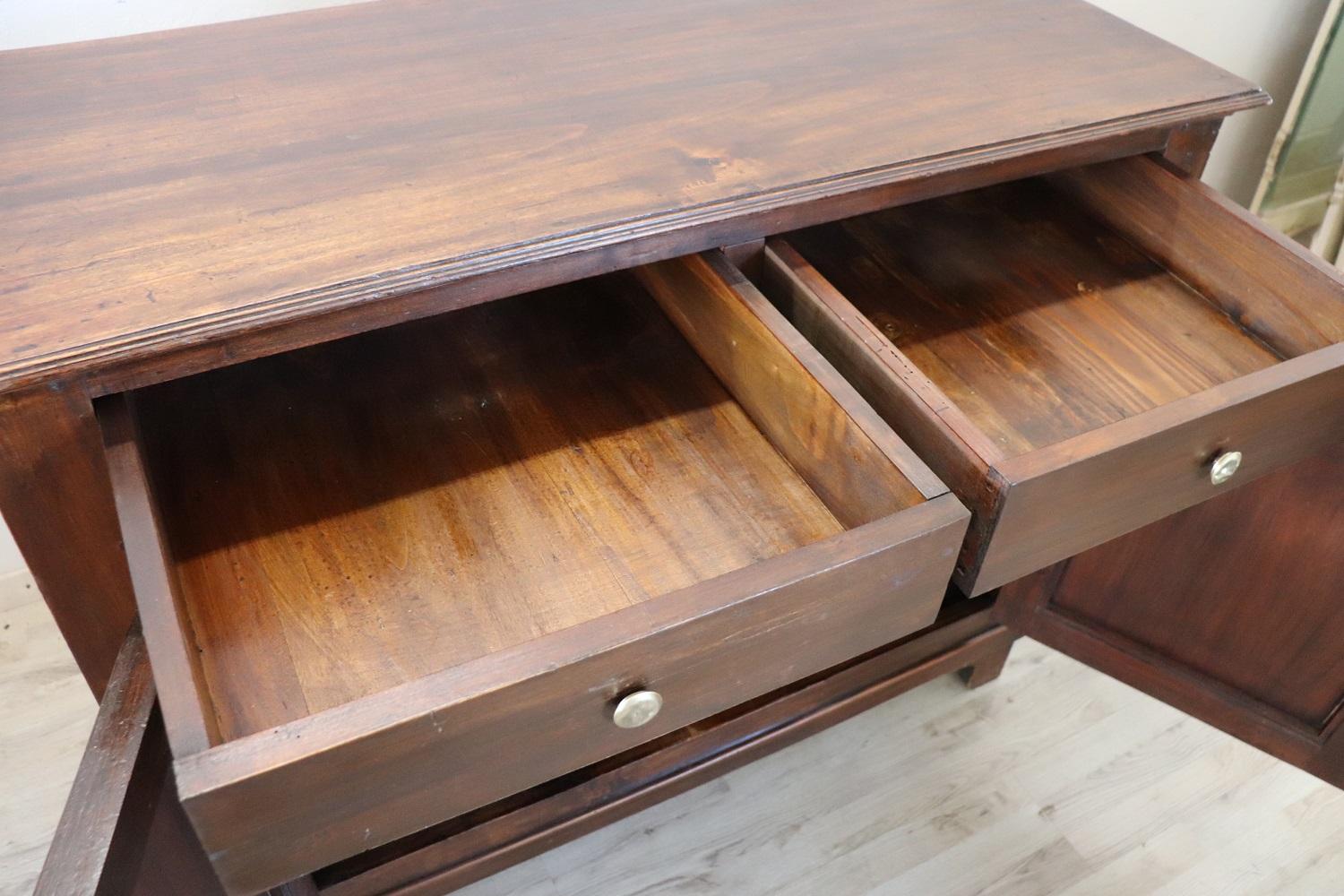 Early 20th Century Antique Rustic Sideboard or Buffet in Solid Poplar & Walnut 1
