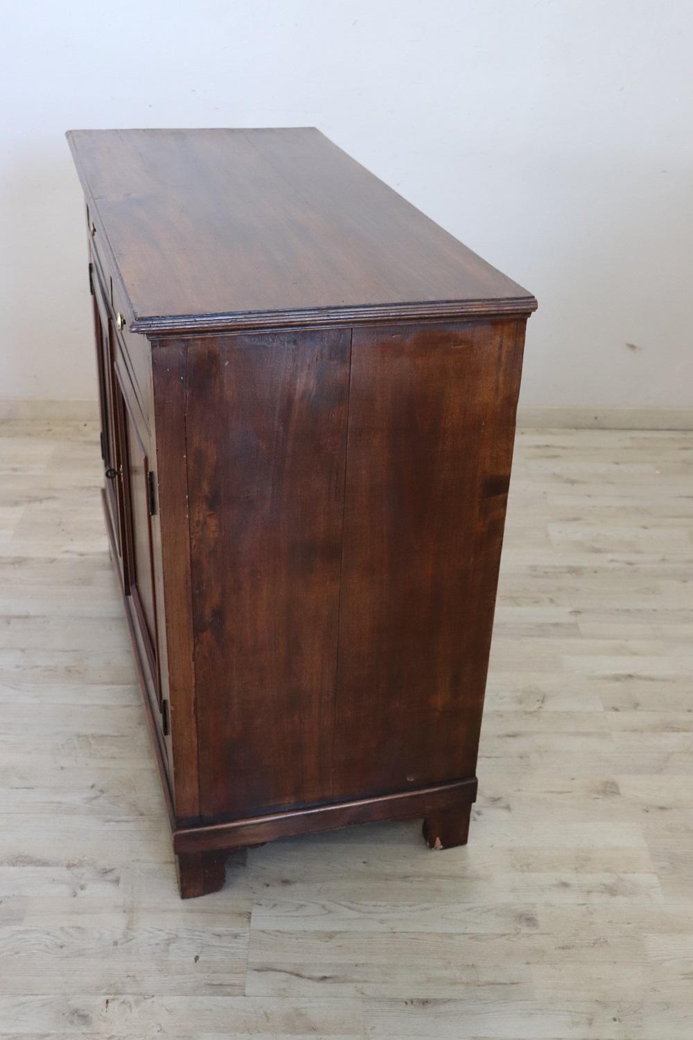 Early 20th Century Antique Rustic Sideboard or Buffet in Solid Poplar & Walnut 2