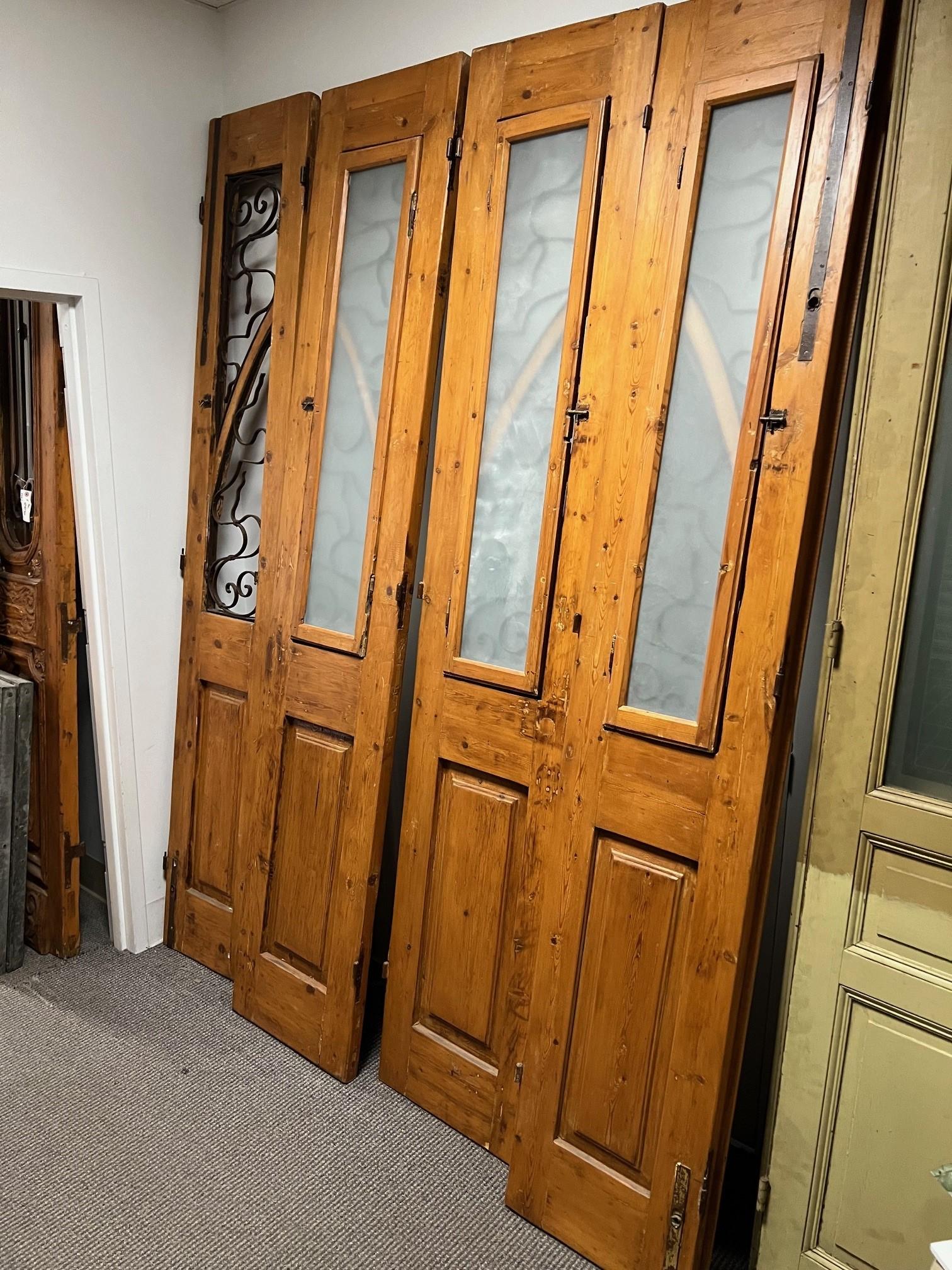 Early 20th Century Antique Set of Four Doors Wood with Iron Panels. For Sale 7