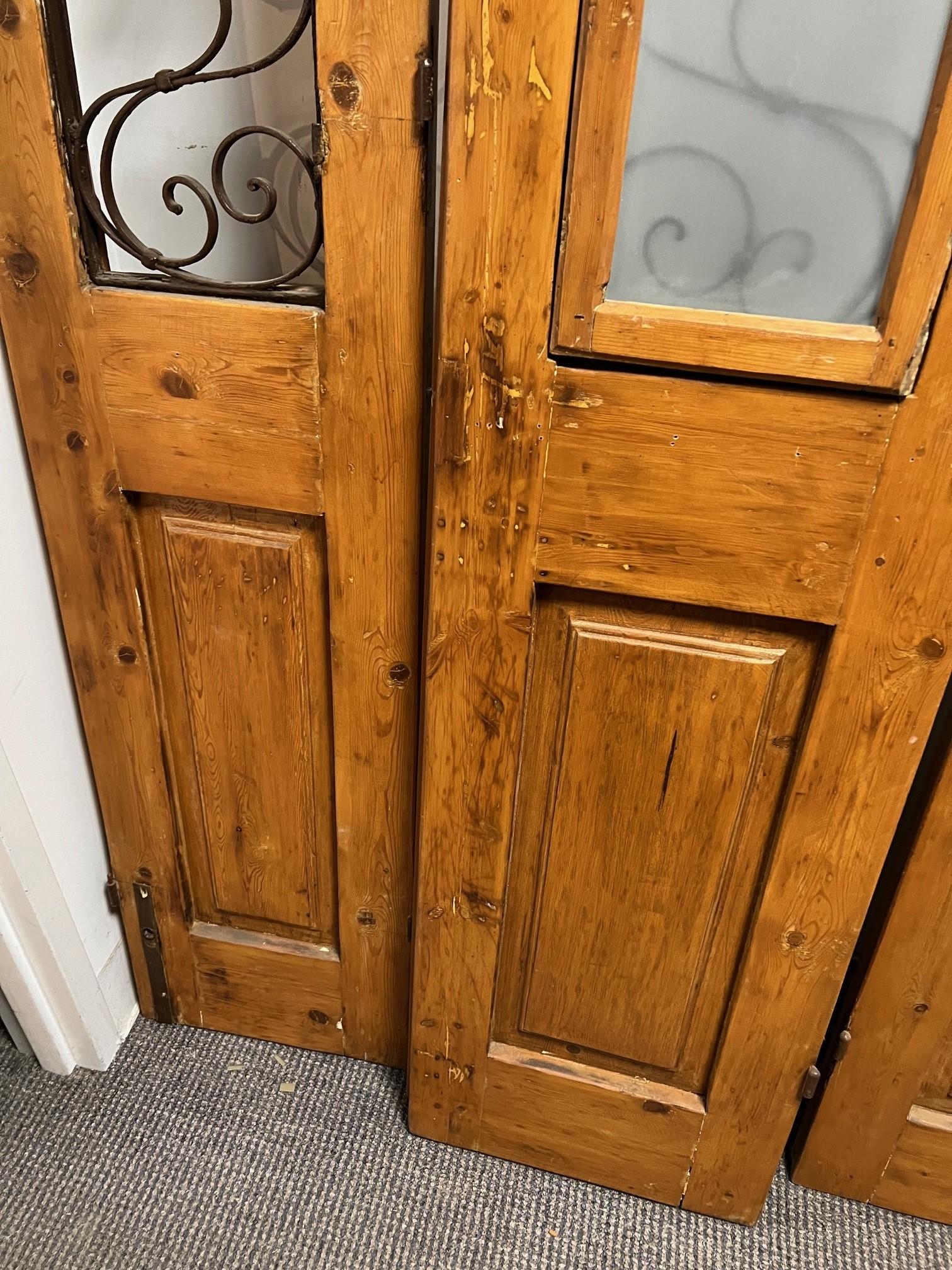 Early 20th Century Antique Set of Four Doors Wood with Iron Panels. For Sale 11