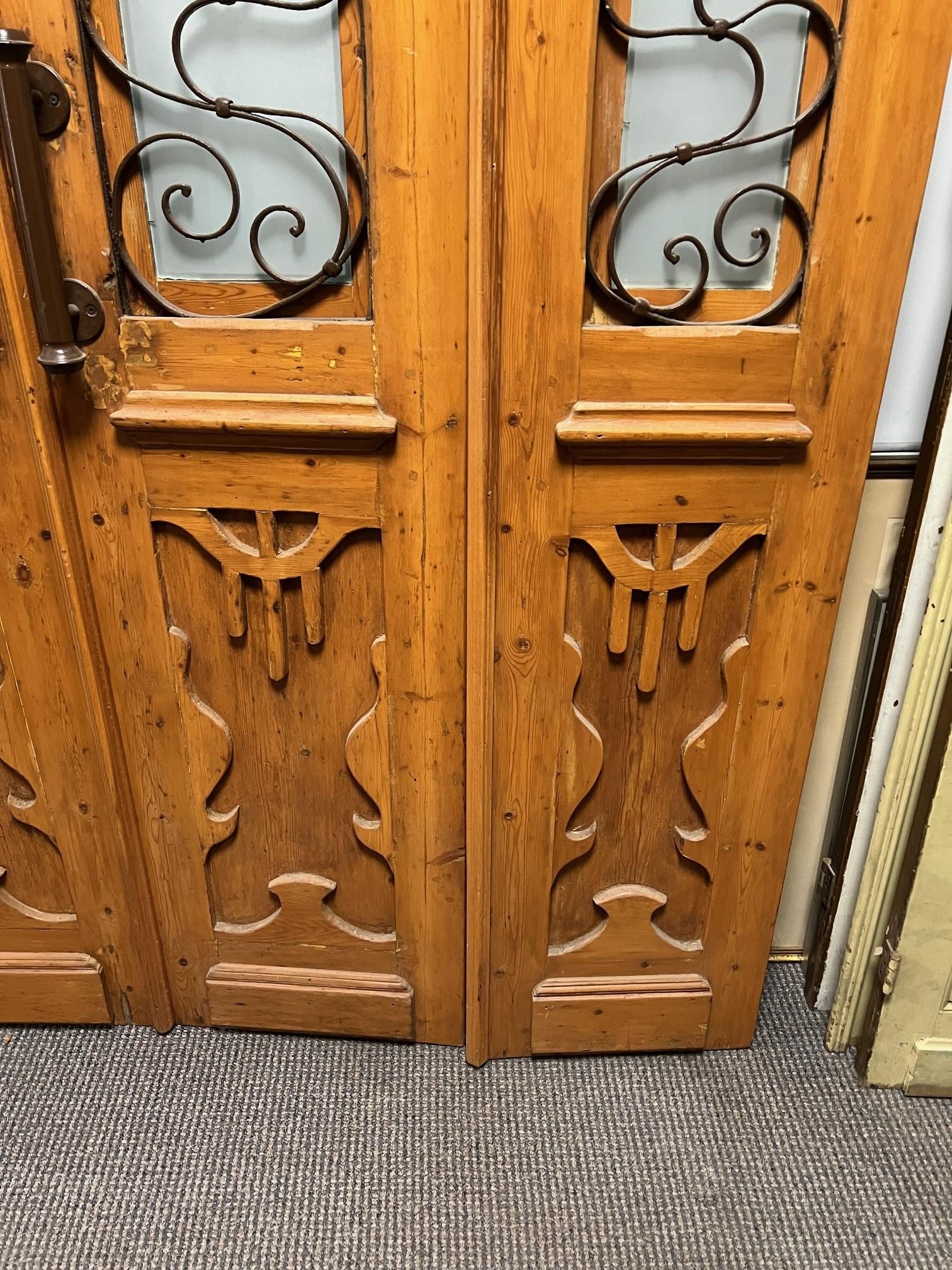 Early 20th Century Antique Set of Four Doors Wood with Iron Panels. For Sale 1