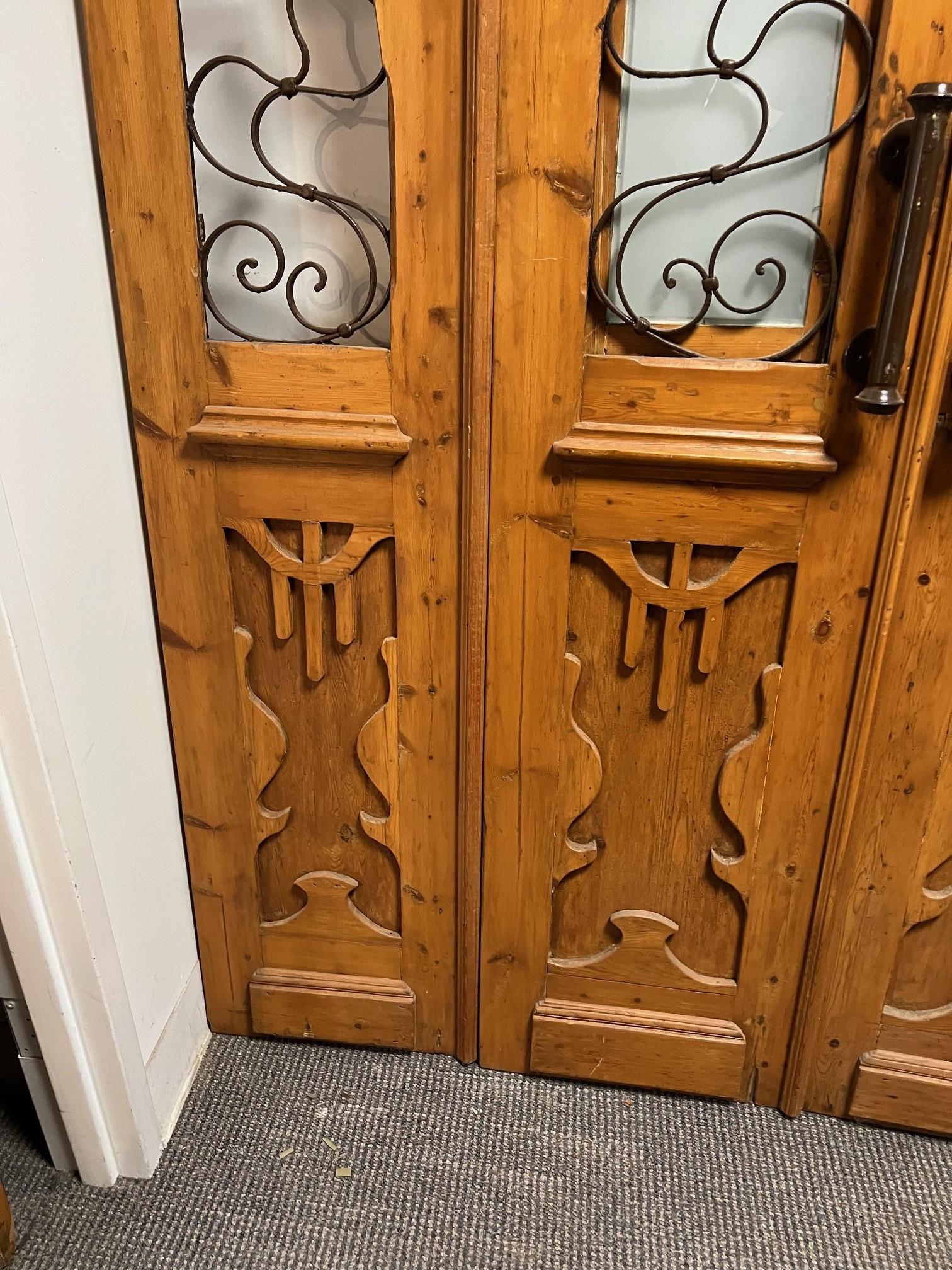 Early 20th Century Antique Set of Four Doors Wood with Iron Panels. For Sale 3
