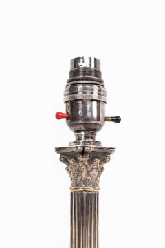 Early 20th Century Antique Silver Plated Brass Desk Table Lamp, c.1910