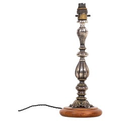 Early 20th Century Antique Silver Plated Brass Desk Table Lamp, c.1920