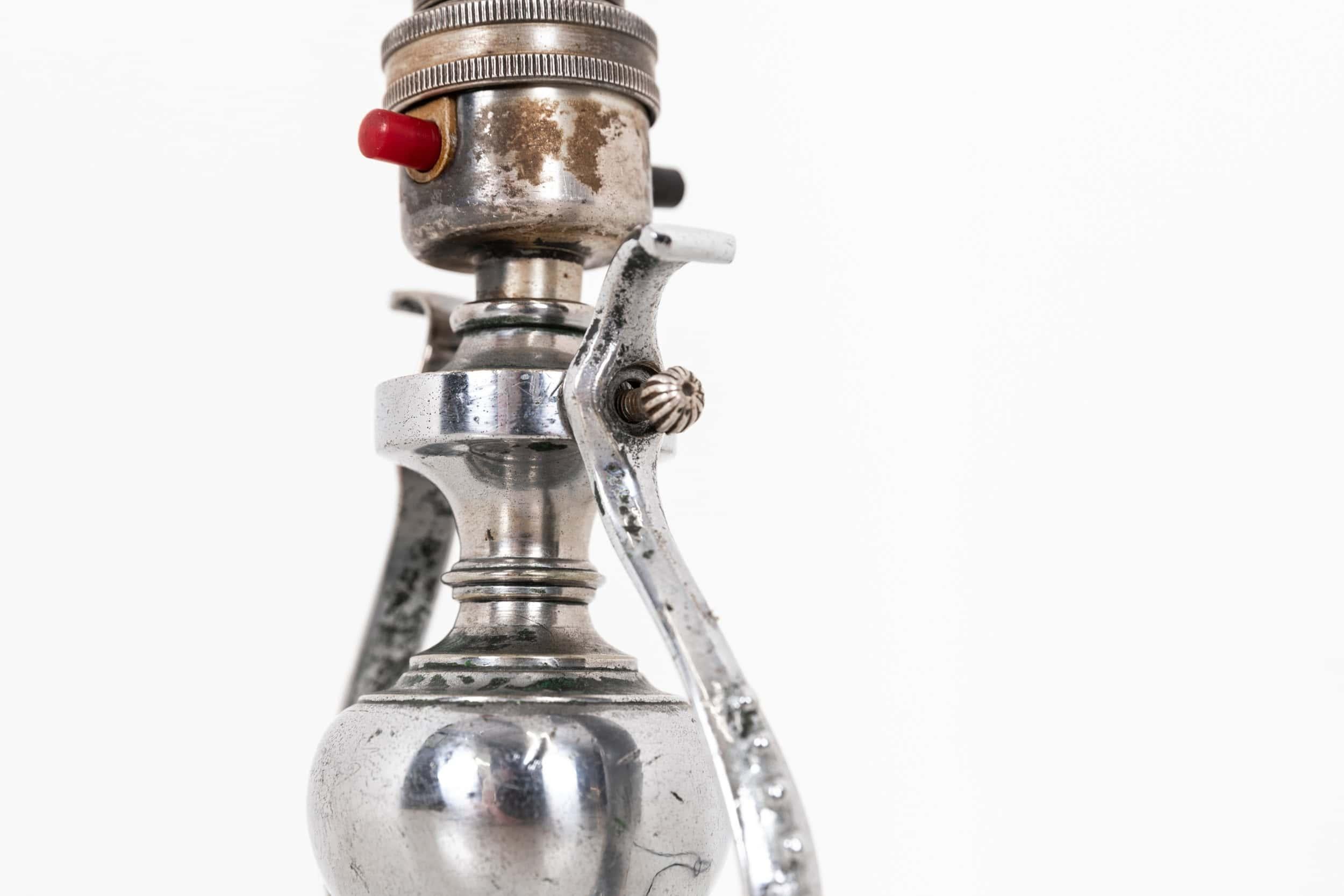 Early 20th Century Antique Silver Plated Gimbal Ships Desk Table Lamp, c.1910 In Fair Condition For Sale In London, GB