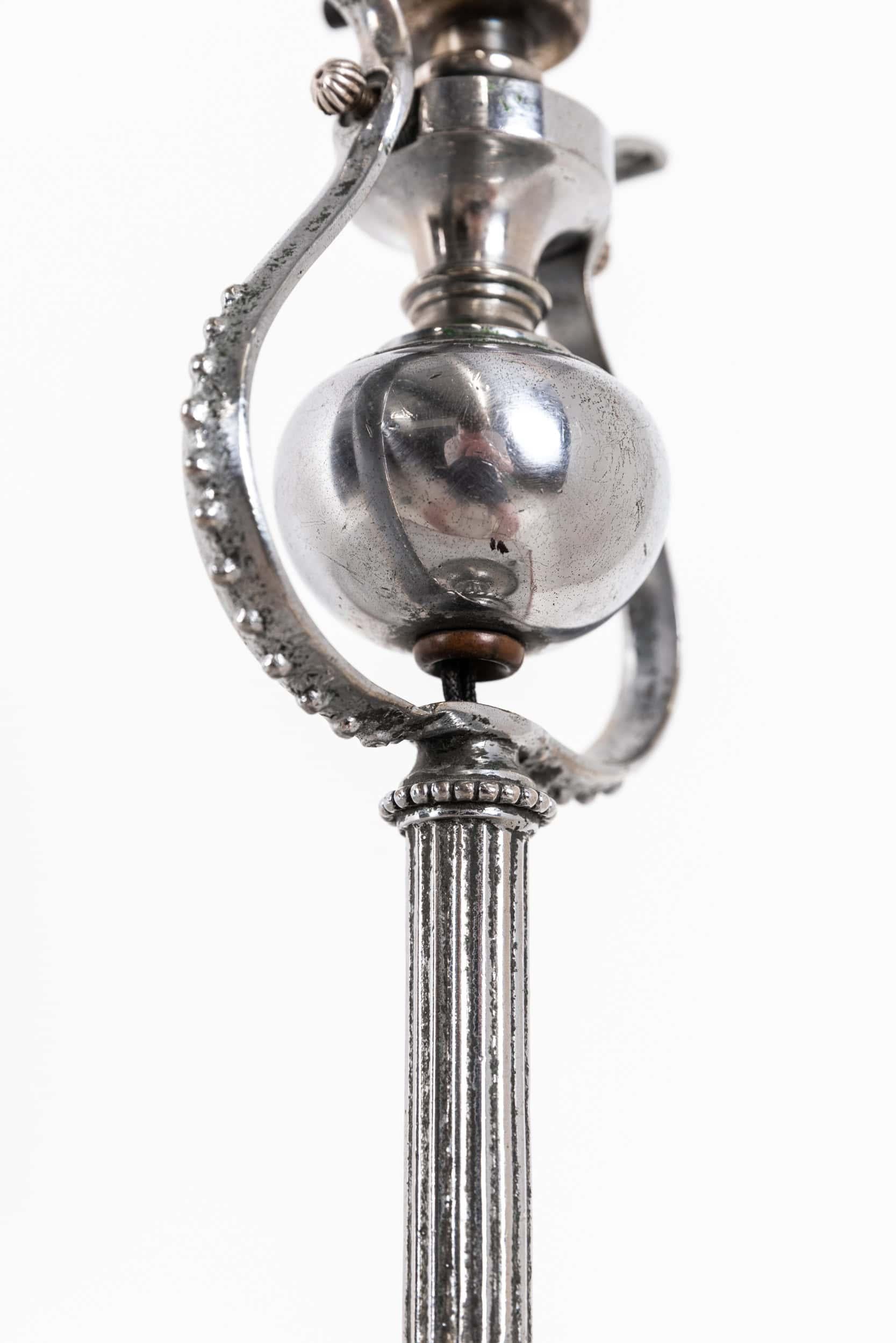 Early 20th Century Antique Silver Plated Gimbal Ships Desk Table Lamp, c.1910 For Sale 1