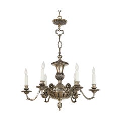 Early 20th Century Antique Silver Satyr Six Arm Chandelier