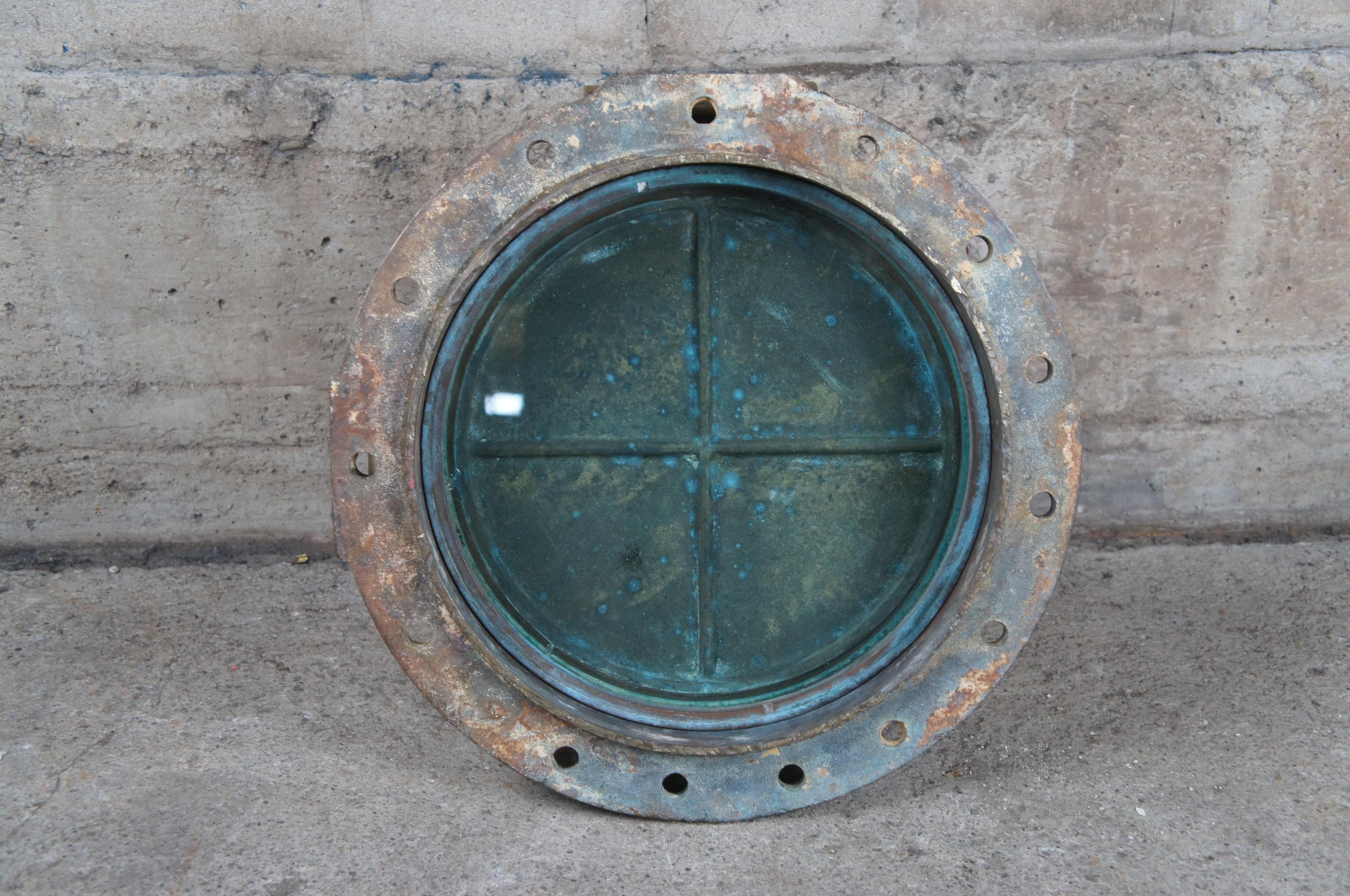 Early 20th Century Antique Solid Brass Ships Porthole Window Nautical Maritime19 For Sale 9