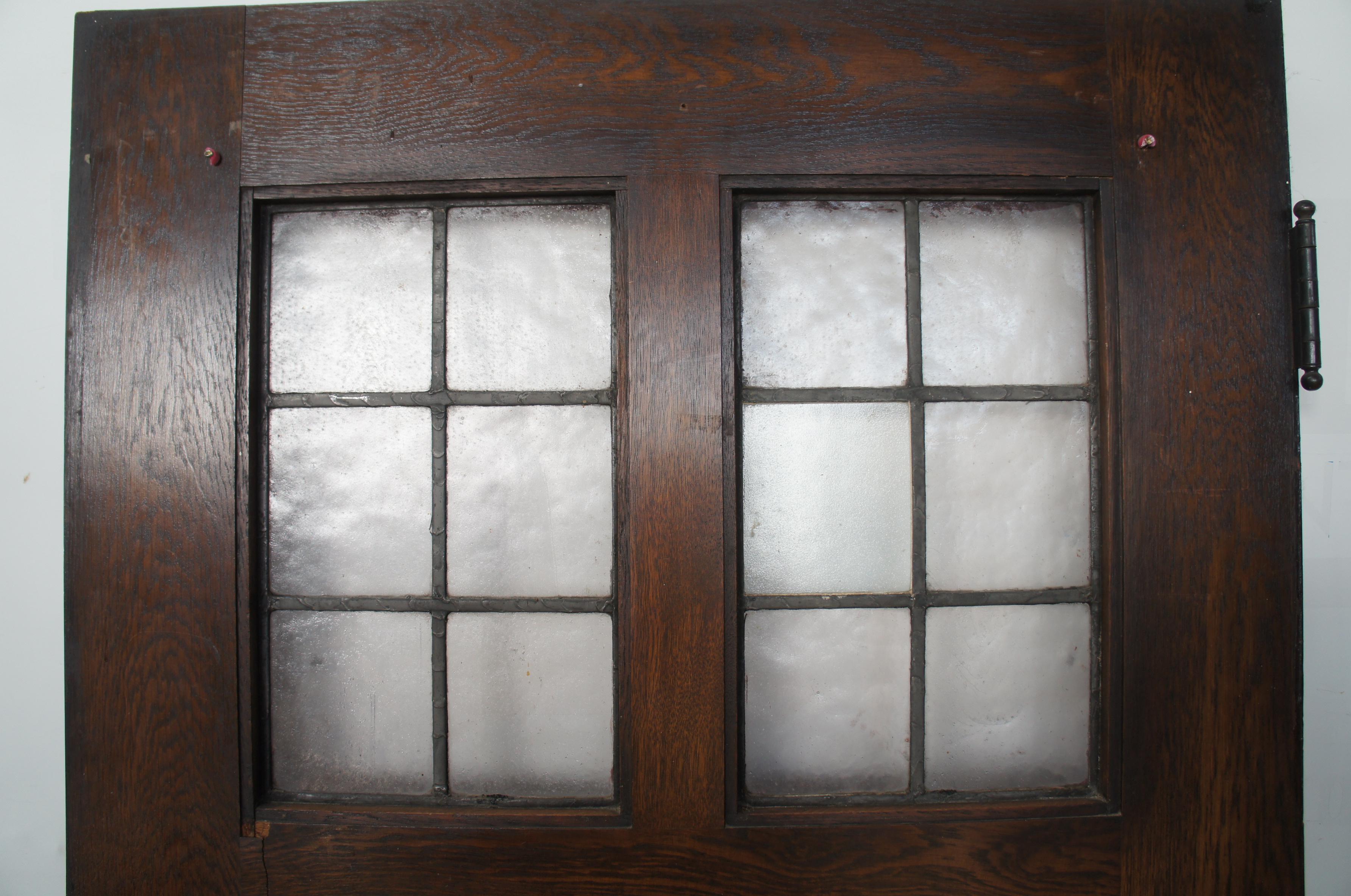 Early 20th Century Antique Solid Oak Paneled Leaded Glass Front Door 3