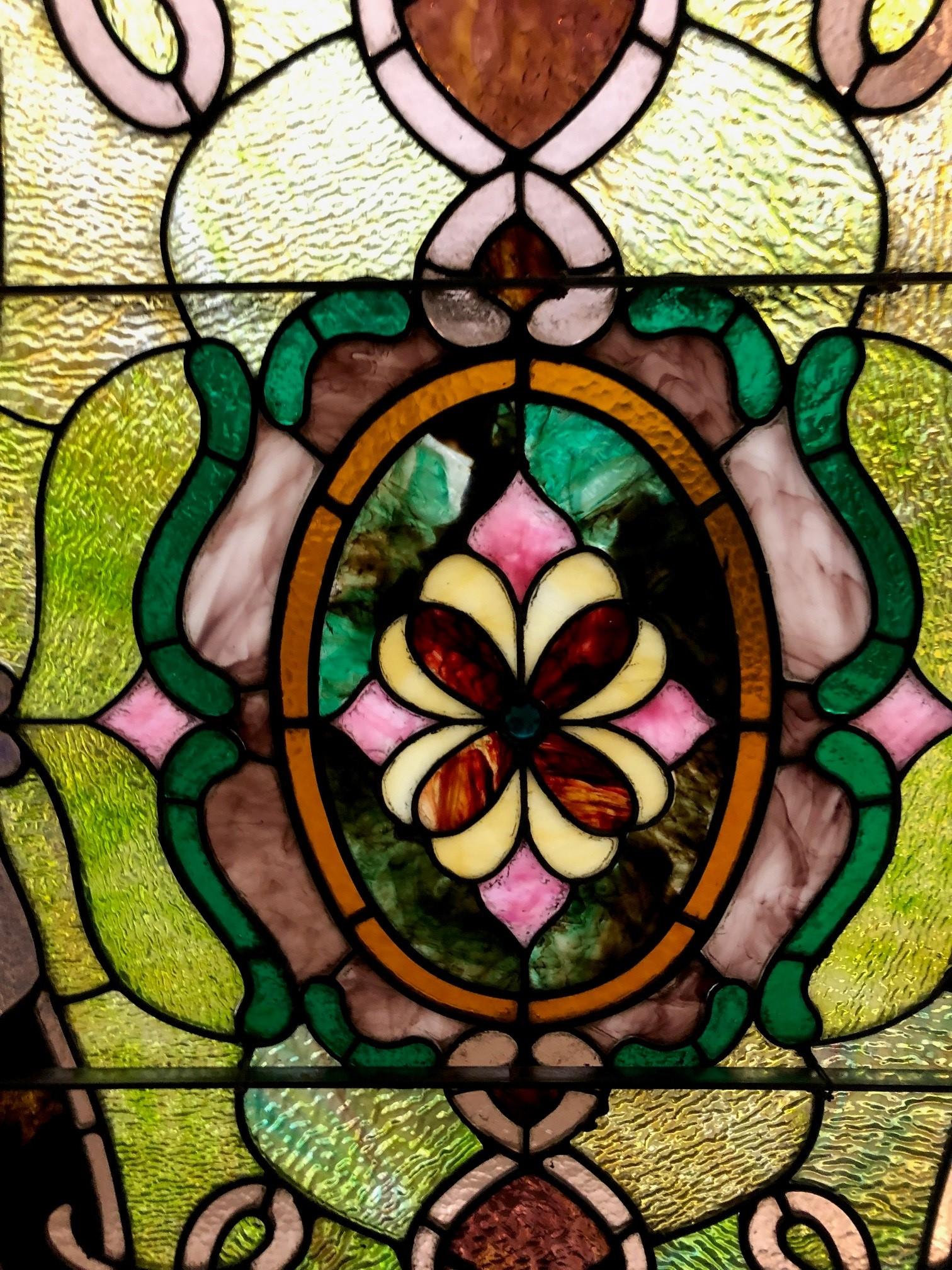 Early 20th Century Antique Stained Glass Window in a New Frame 2